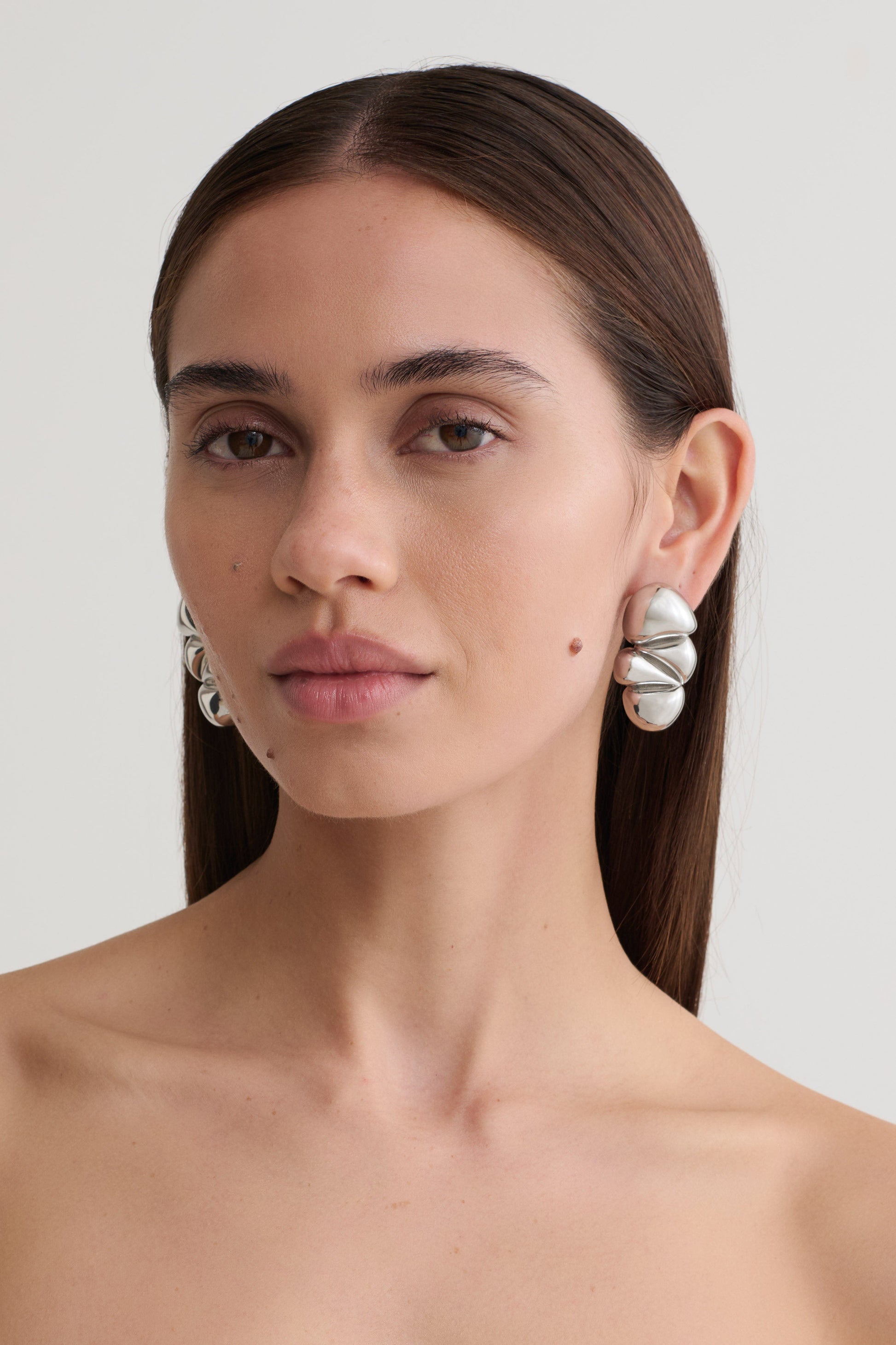Marney Four-Stack Pebble Earrings - Silver #3