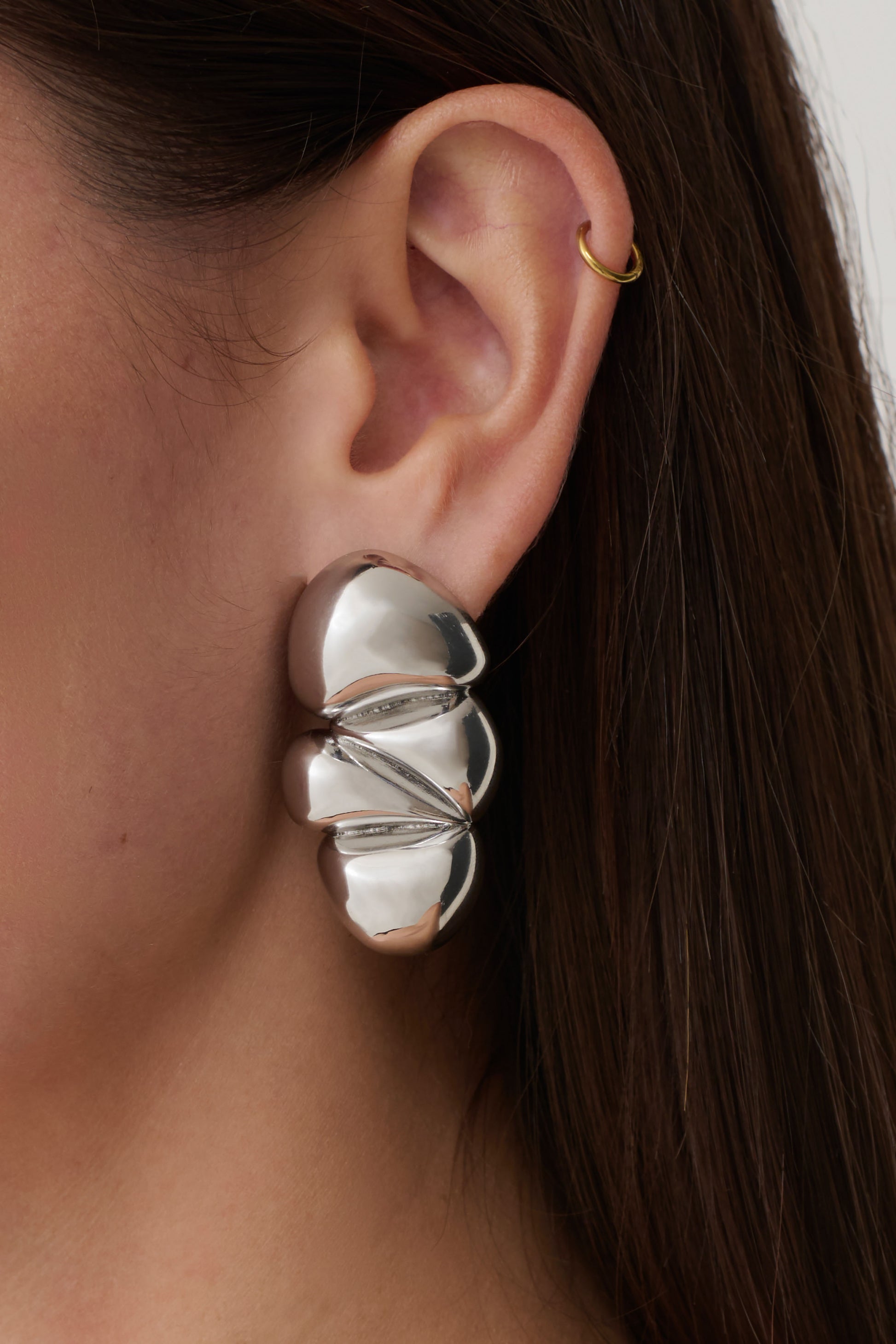Marney Four-Stack Pebble Earrings - Silver #4