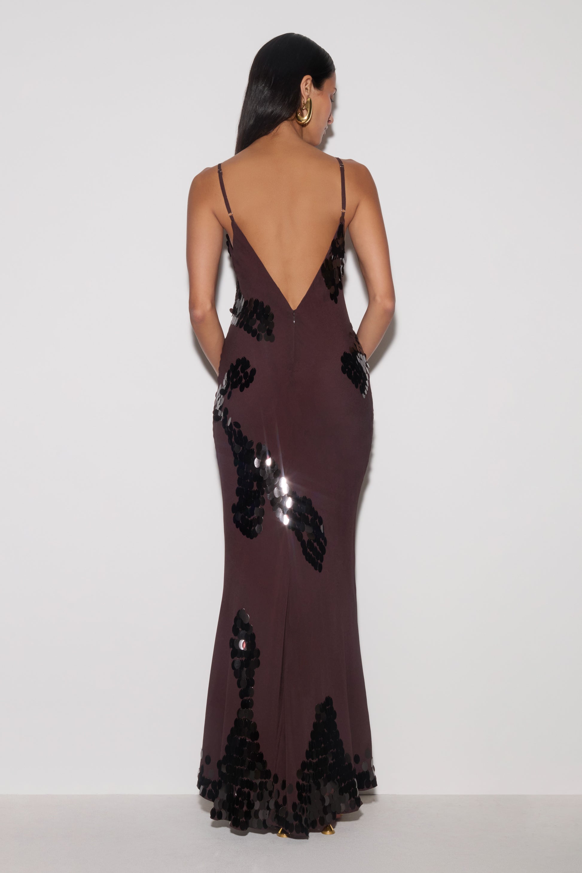 Josette Sequin & Chiffon Maxi Dress - Dark Chocolate #2