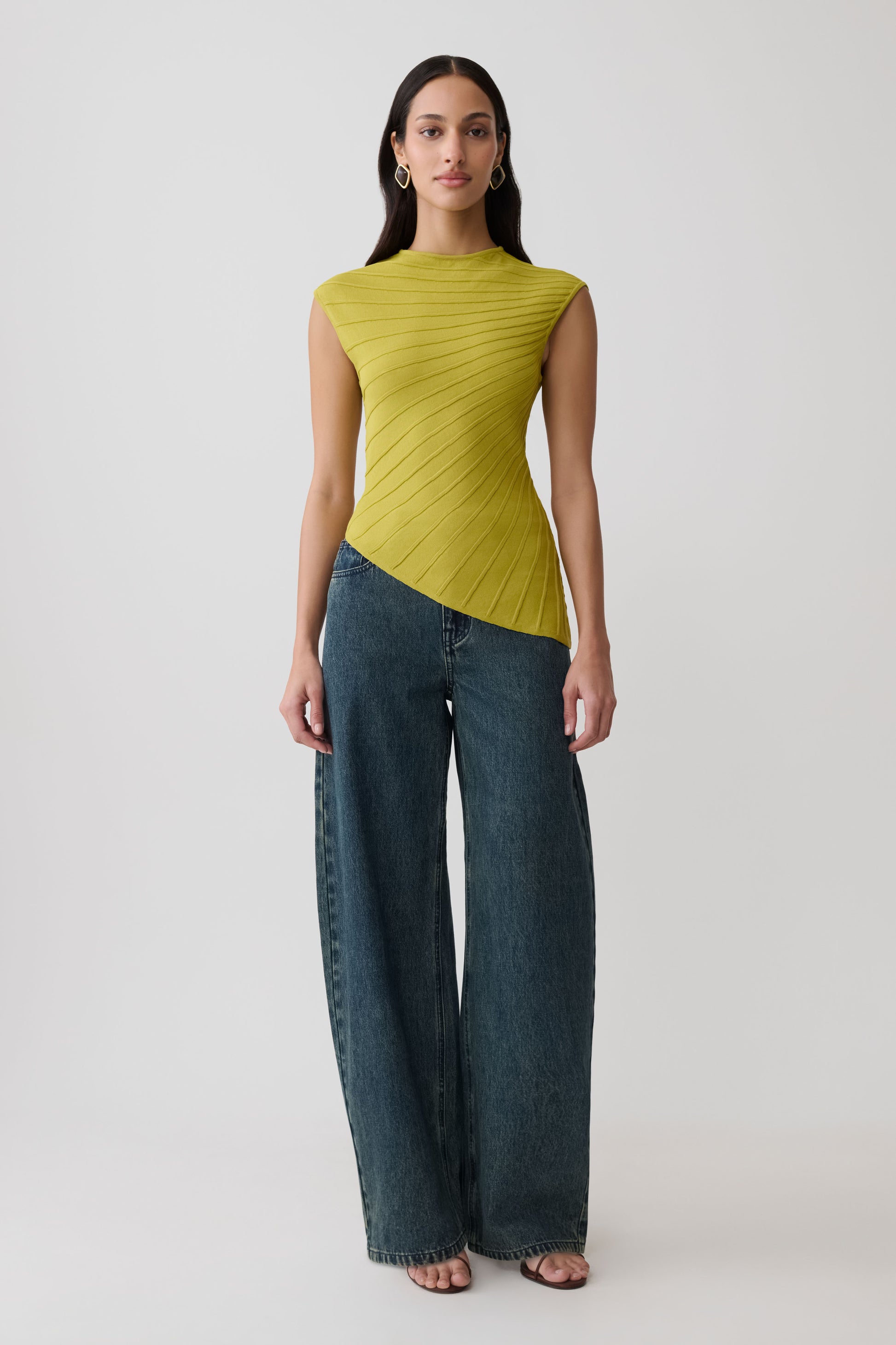 Marylee Knit Ribbed Sleeveless Top - Olive #7