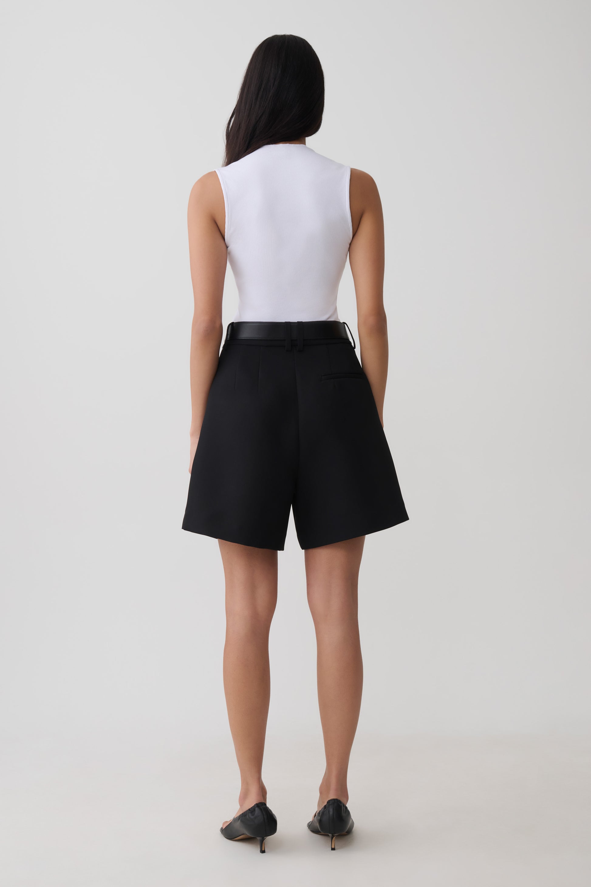 Dominique Pleated Suiting Shorts - Black #4