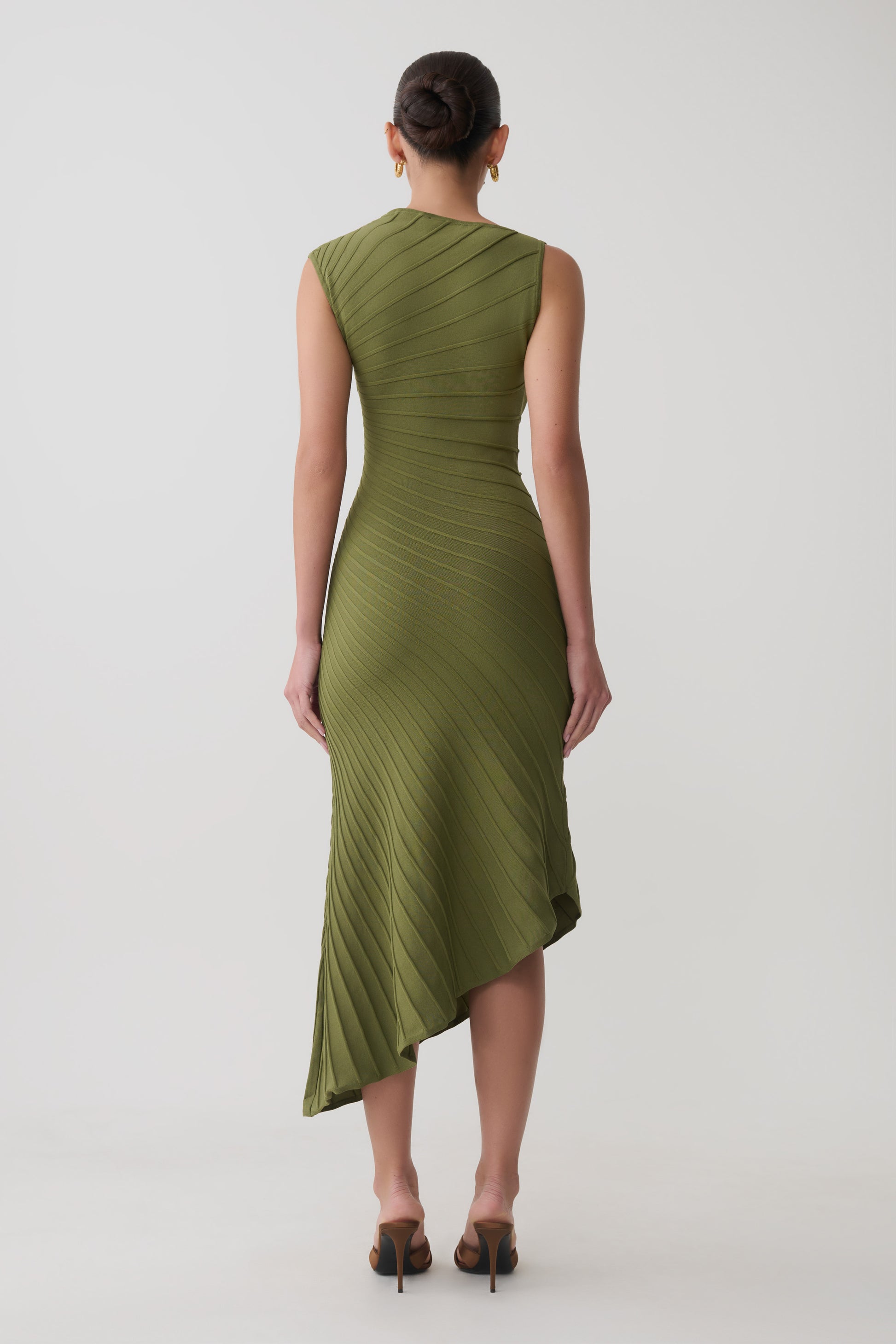 Milasandra Pleated Knit Dress - Olive #2