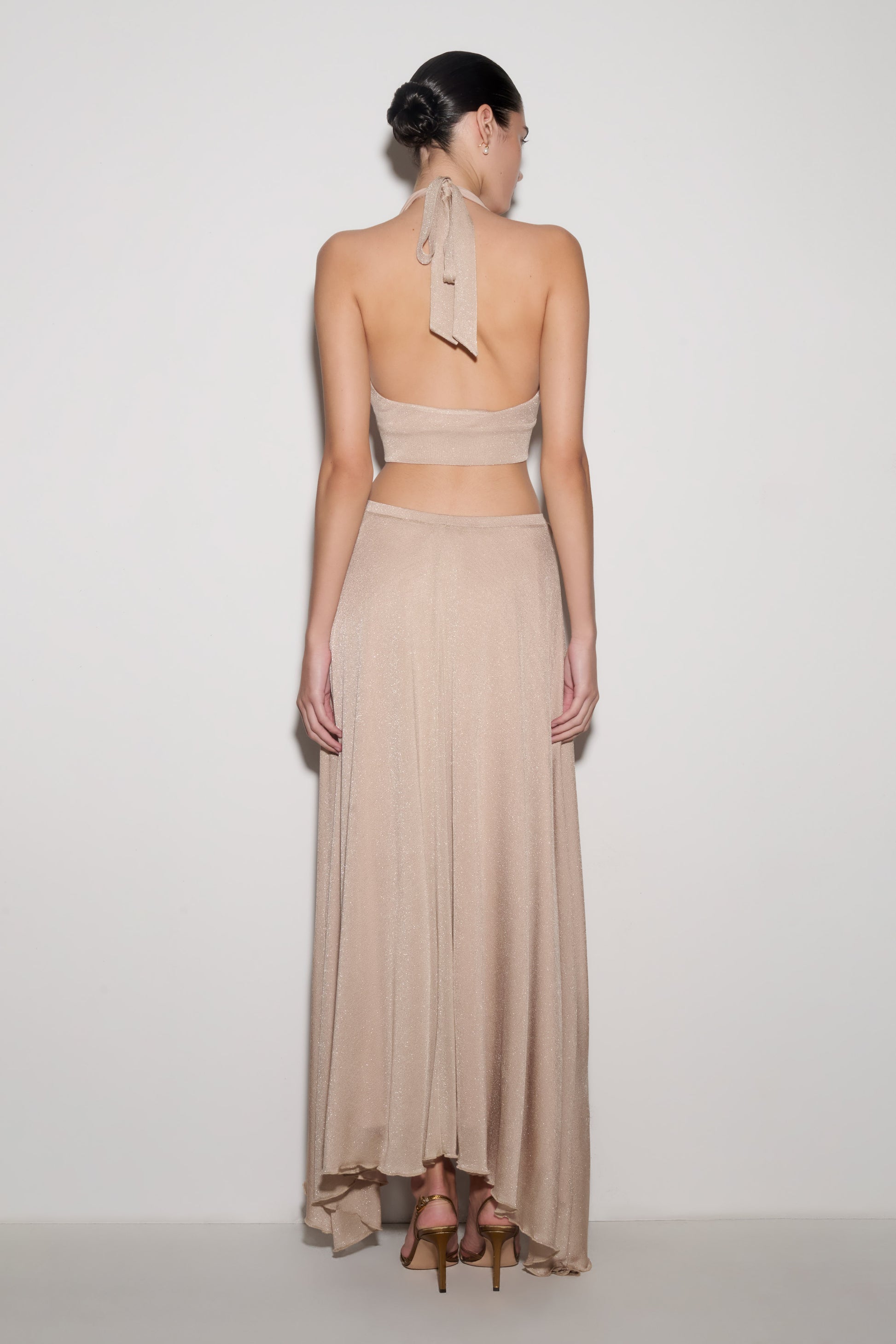 Nola Draped Lurex Halter Top - Gold #4