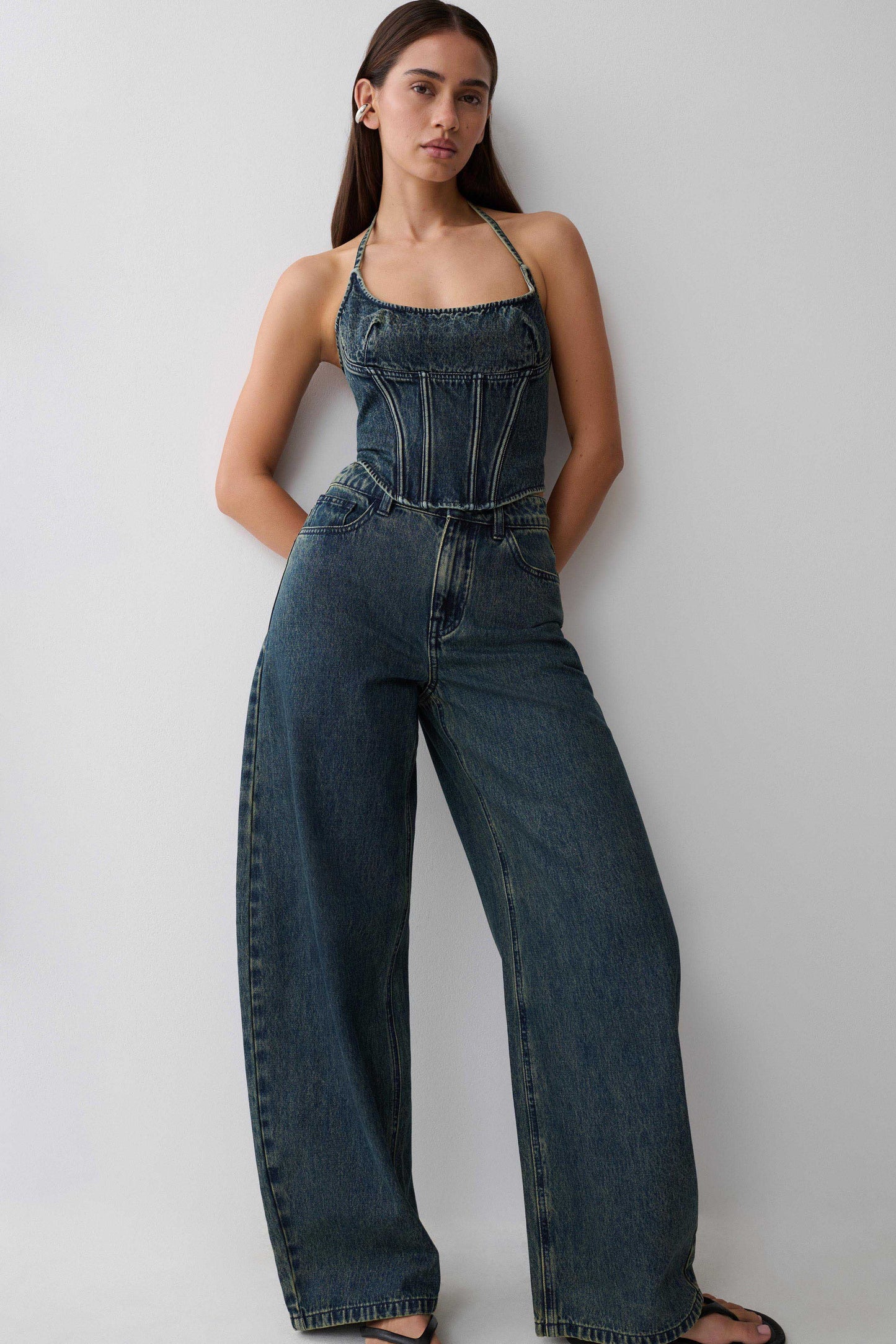 Stephanie Barrel Denim Jeans - Vintage Blue