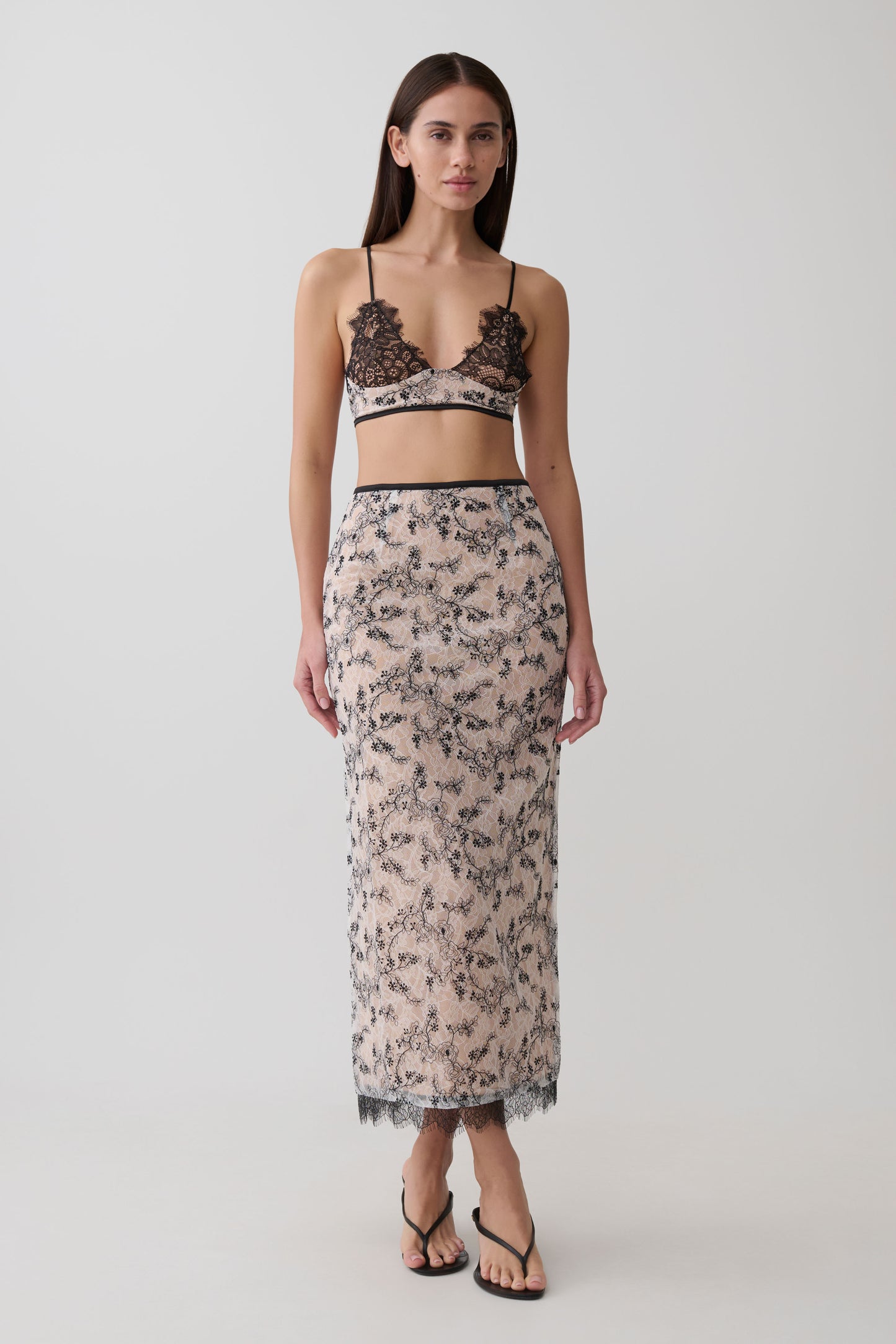 Kimberly Lace Sleeveless Crop Top - Nude Lace