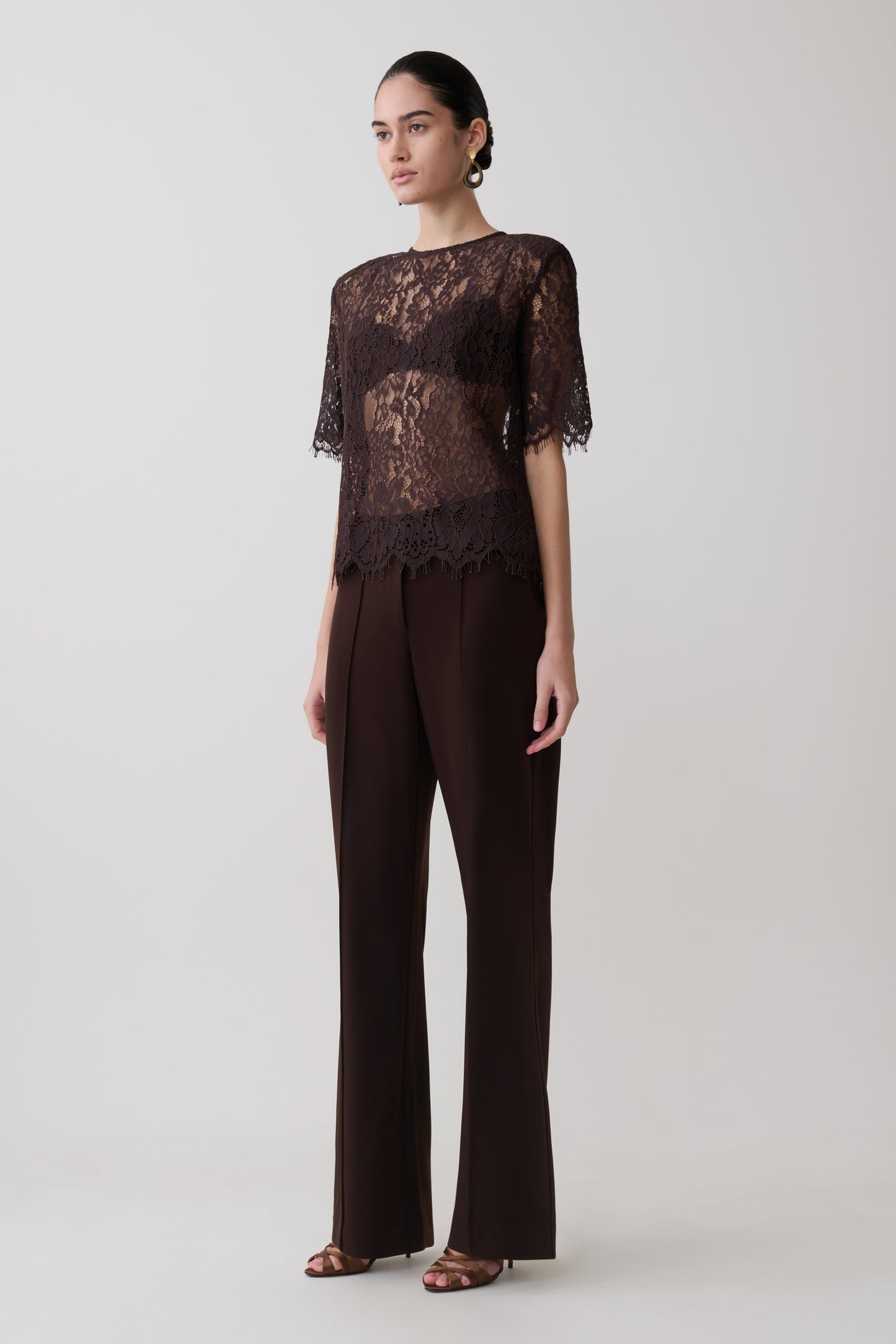 Darcie Fit And Flare Suiting Pants - Dark Chocolate