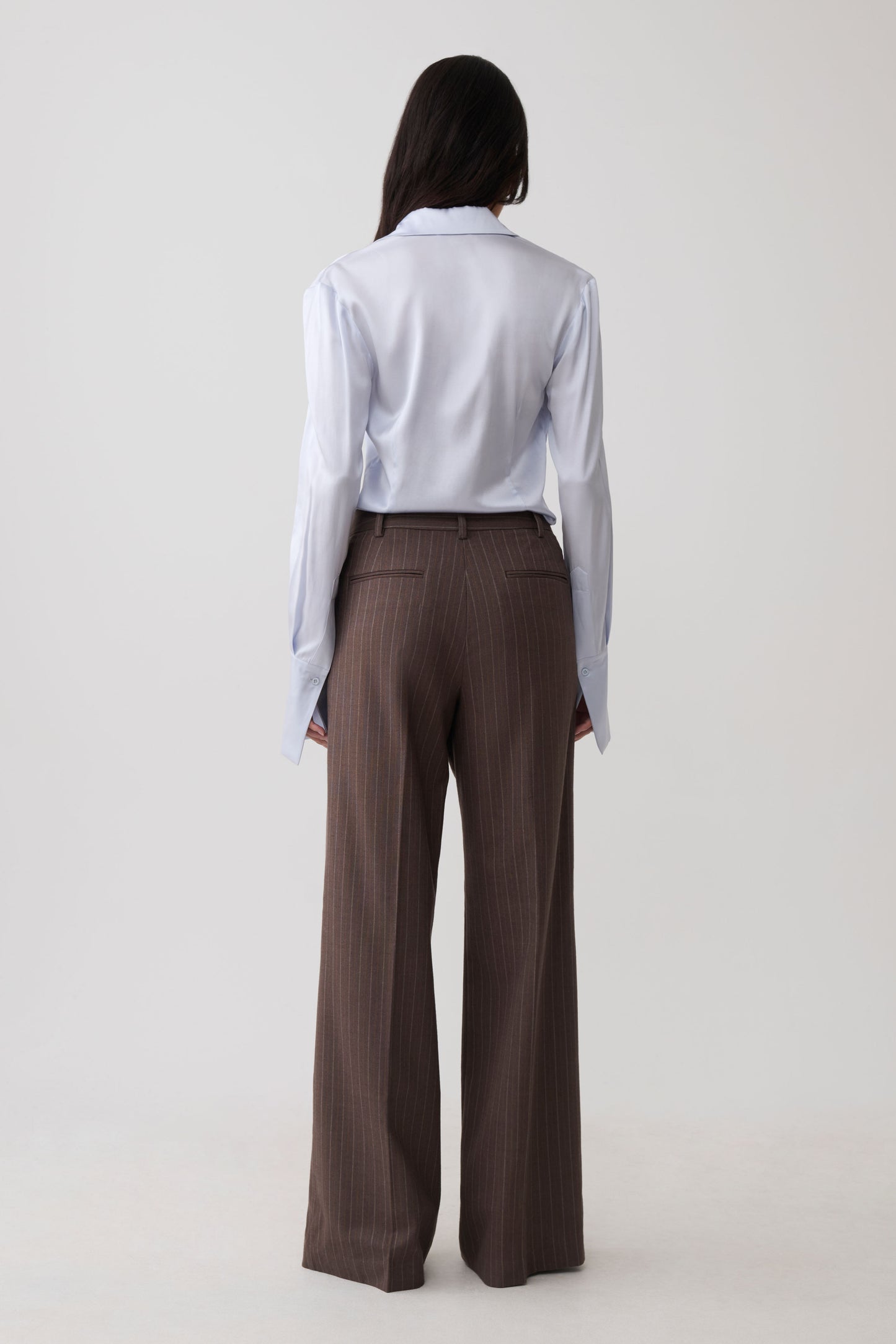 Phoebe Straight Leg Suiting Pants - Brown Stripe