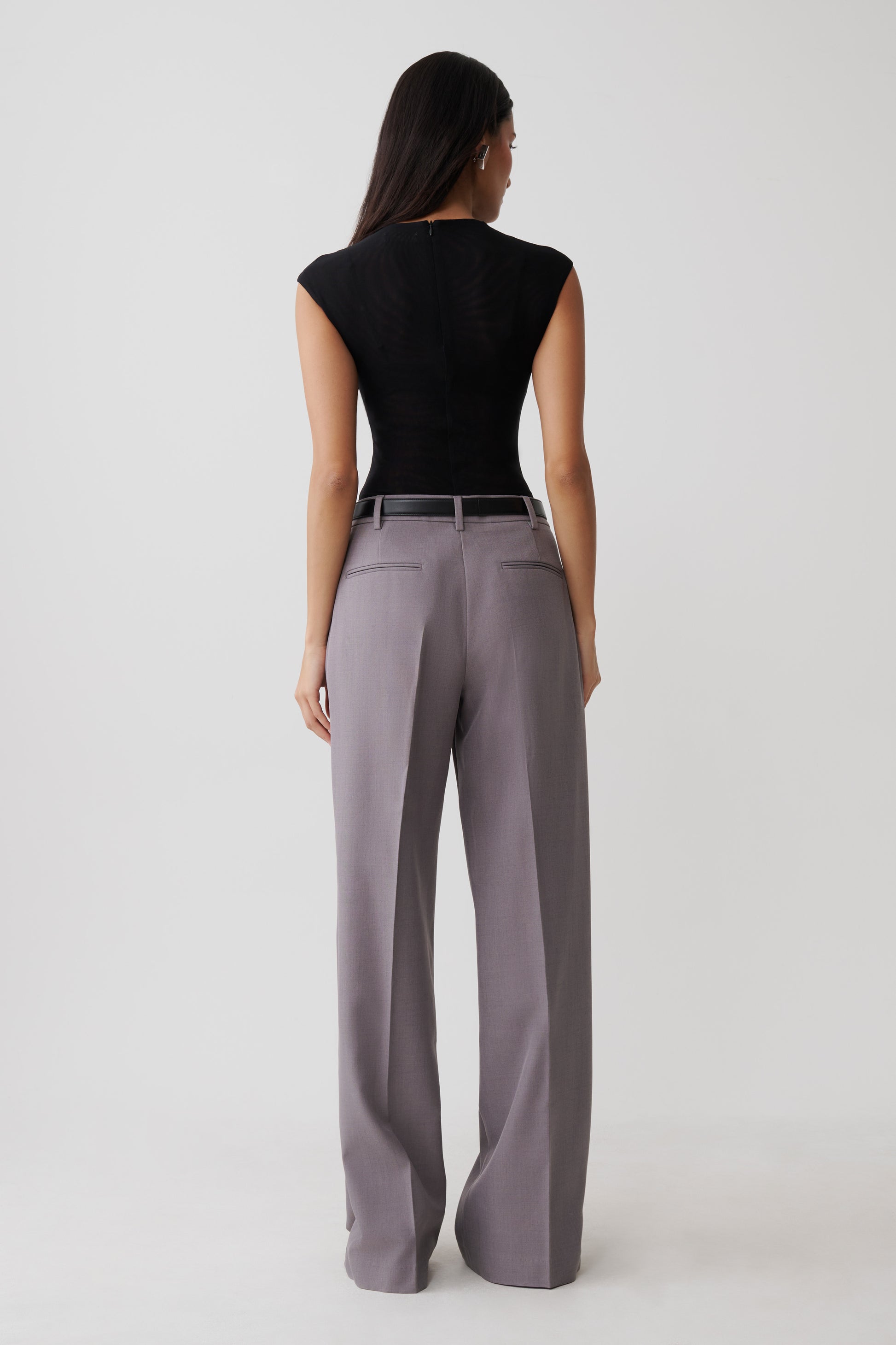 Phoebe Straight Leg Suiting Pants - Light Grey Marle #2