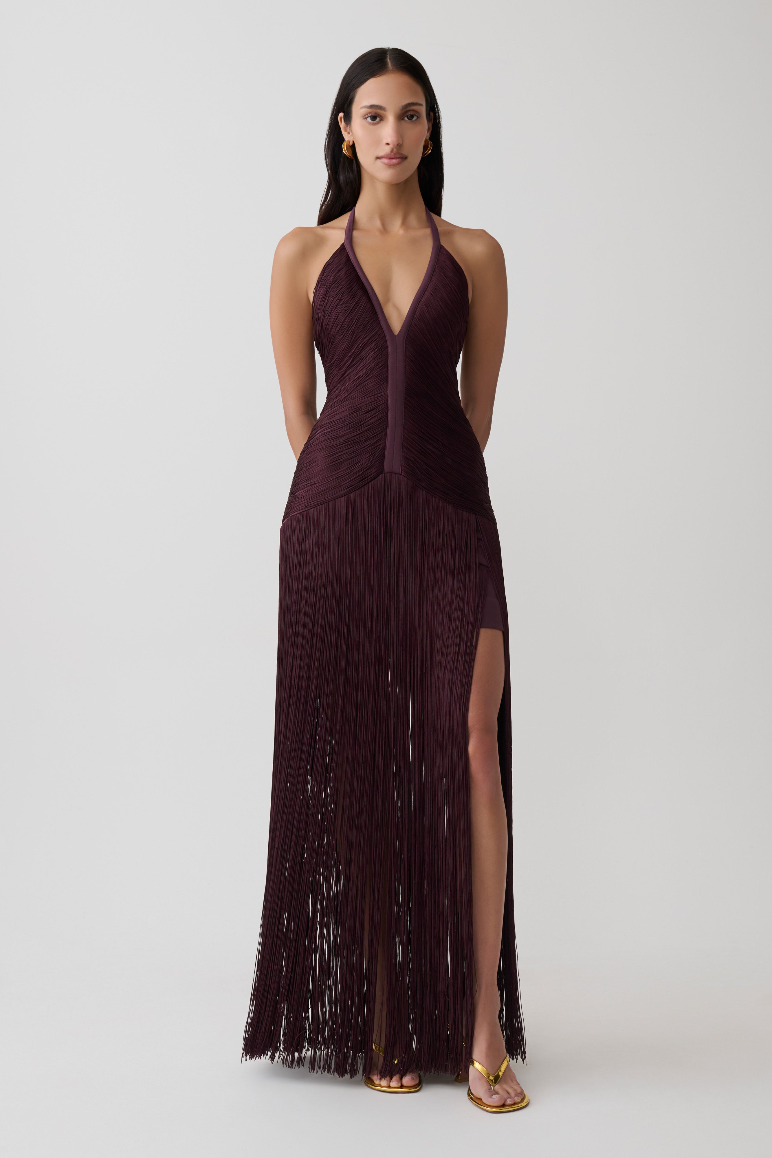 Tiffany Fringe Maxi Dress - Plum