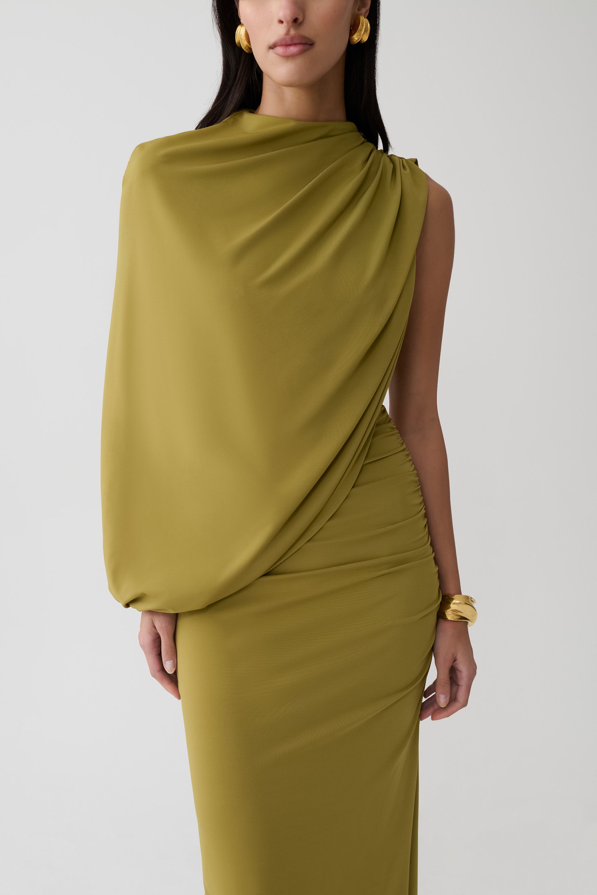 Yuri Gather Sleeve Maxi Dress - Martini Olive #7