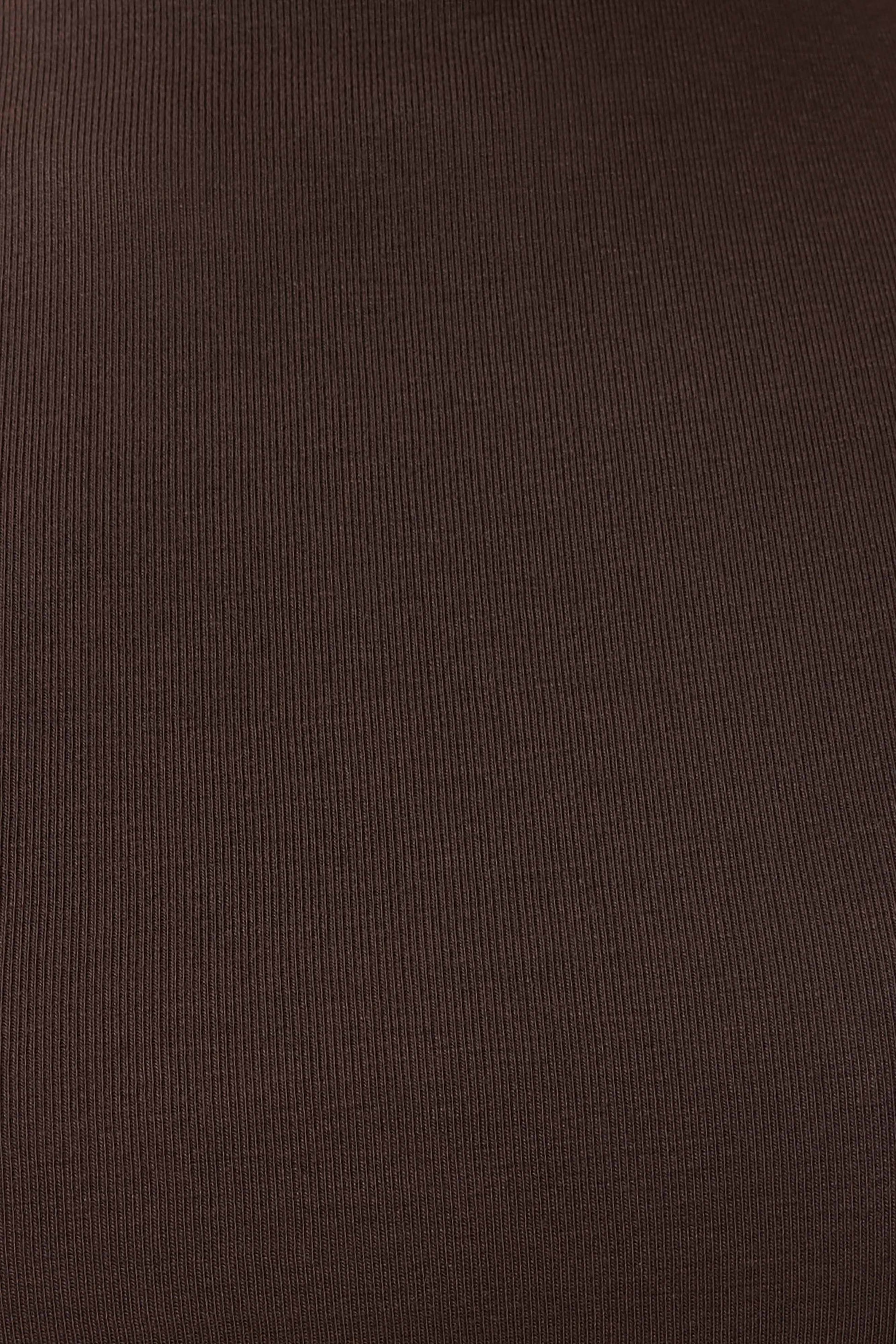 Anfie High Neck Top With Piping Detail - Dark Chocolate #7