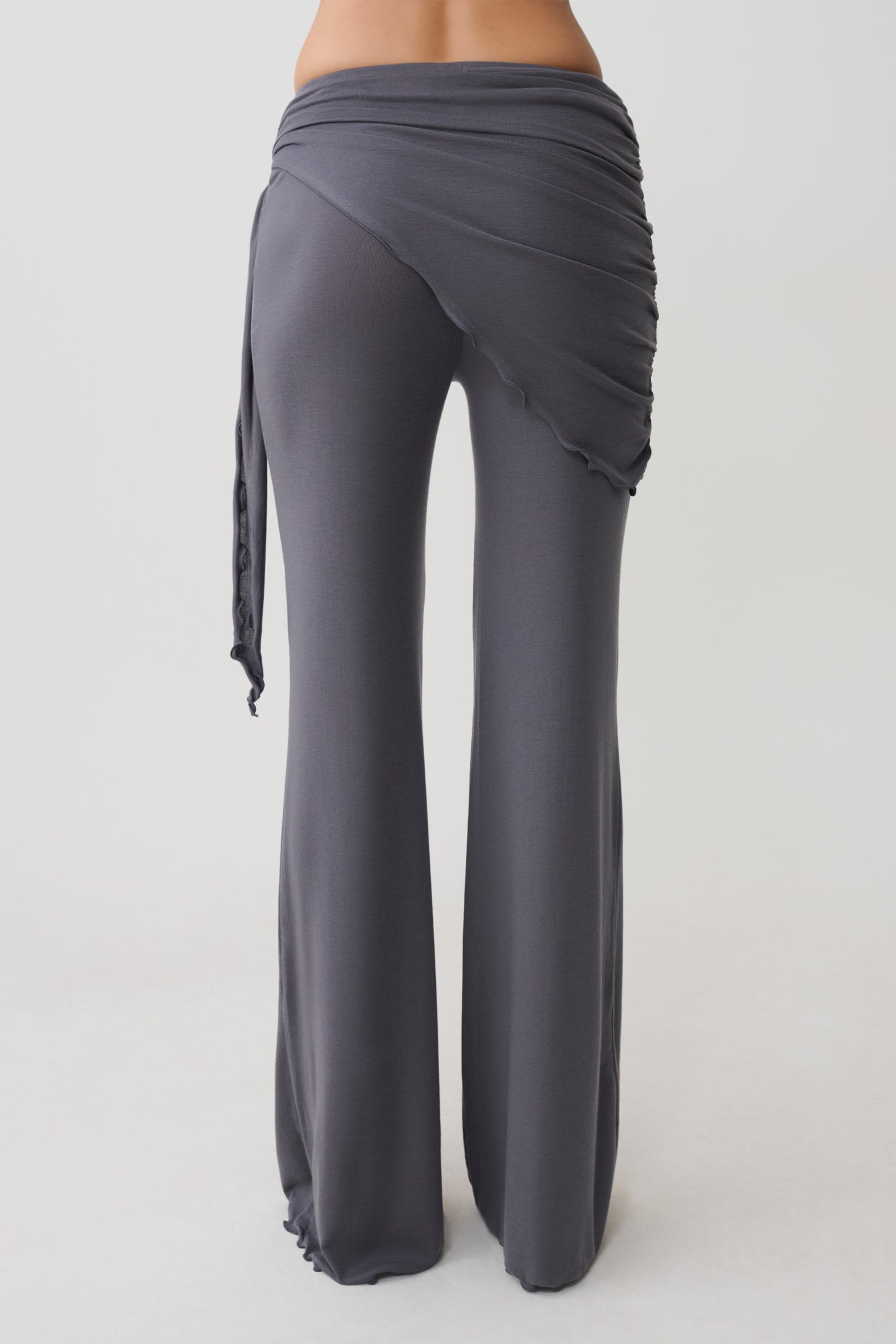 Anfie Straight Leg Pants With Waist Wrap - Grey