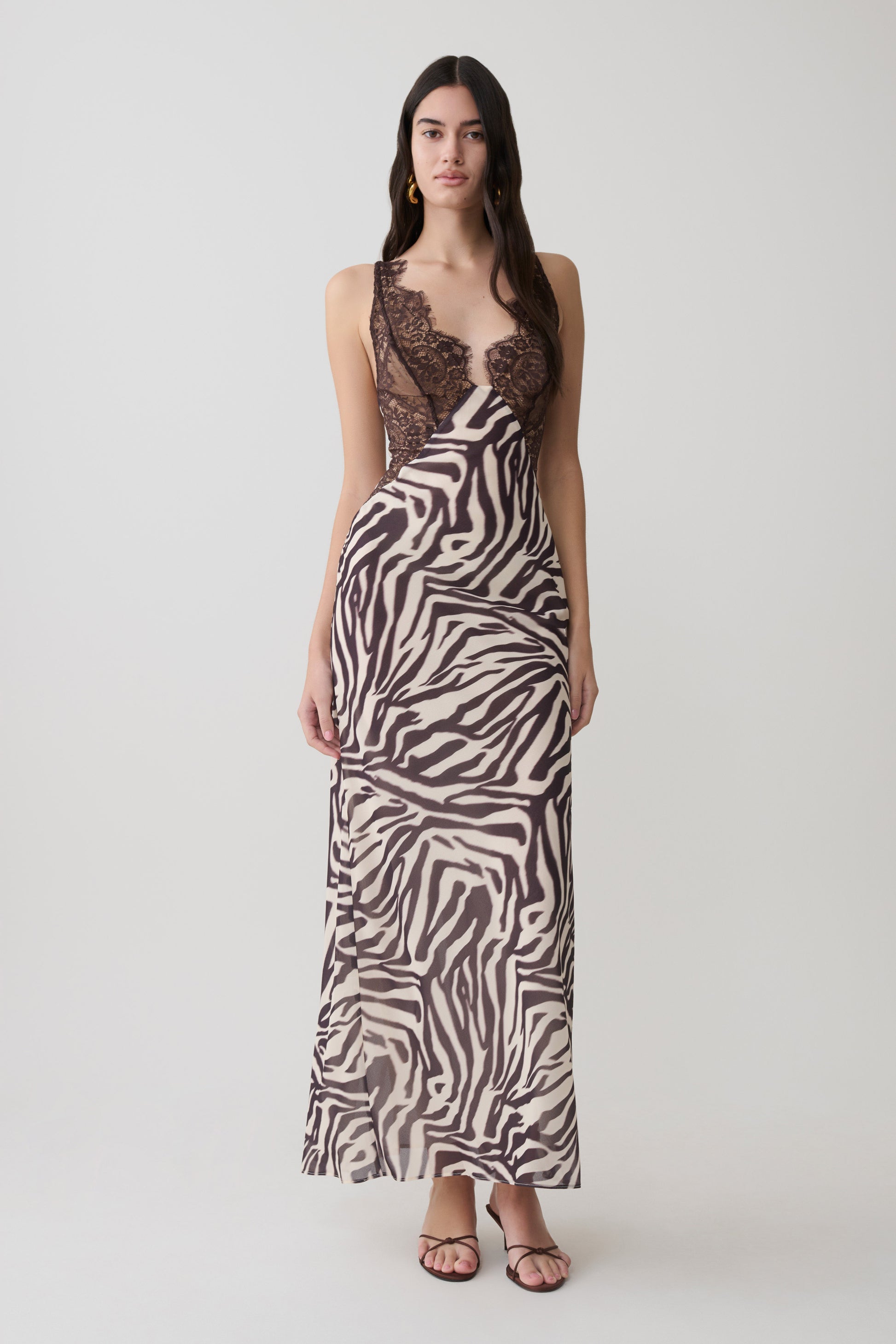 Angeline Lace And Chiffon Maxi Dress - Abstract Zebra Print #4