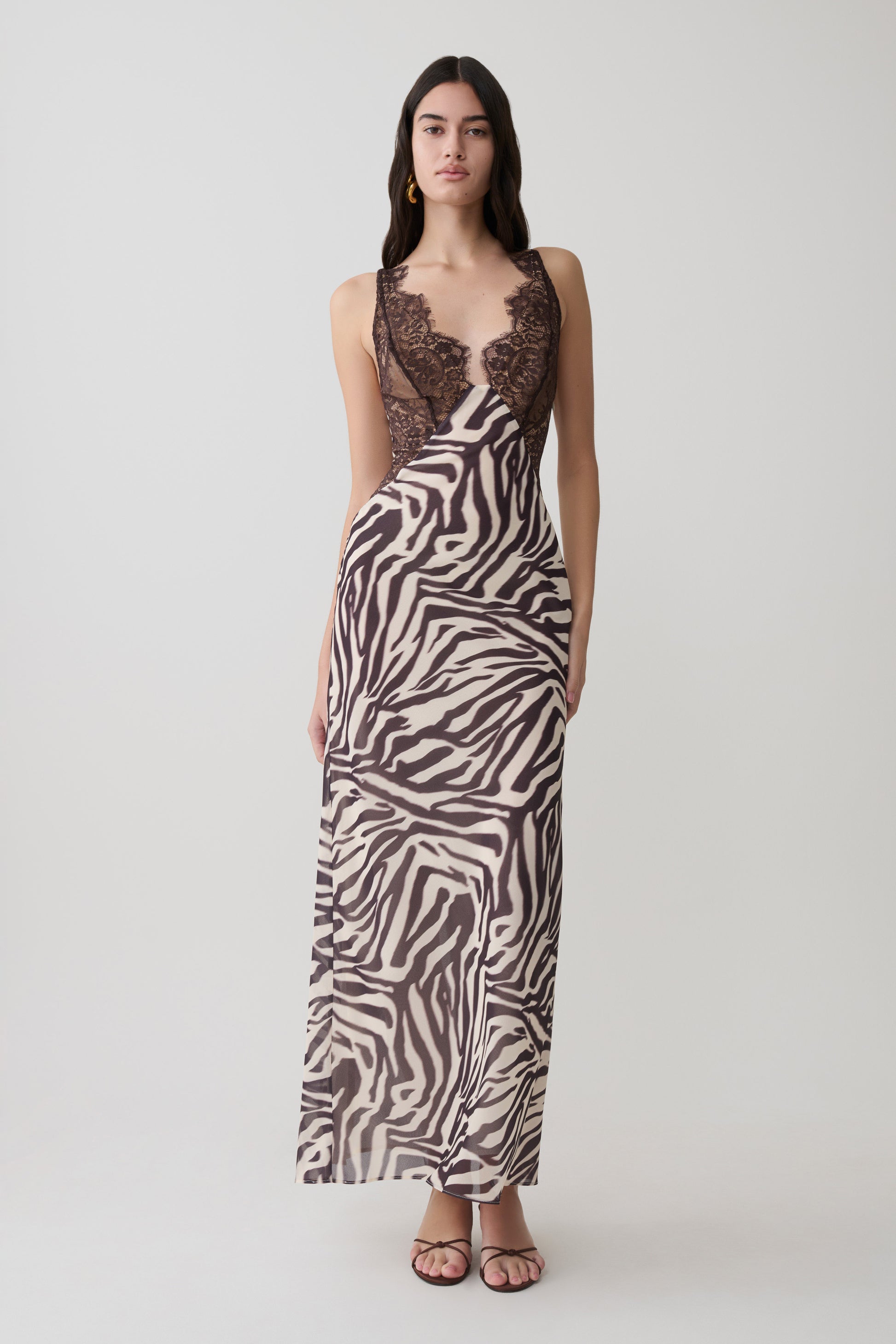 Angeline Lace And Chiffon Maxi Dress - Abstract Zebra Print #7