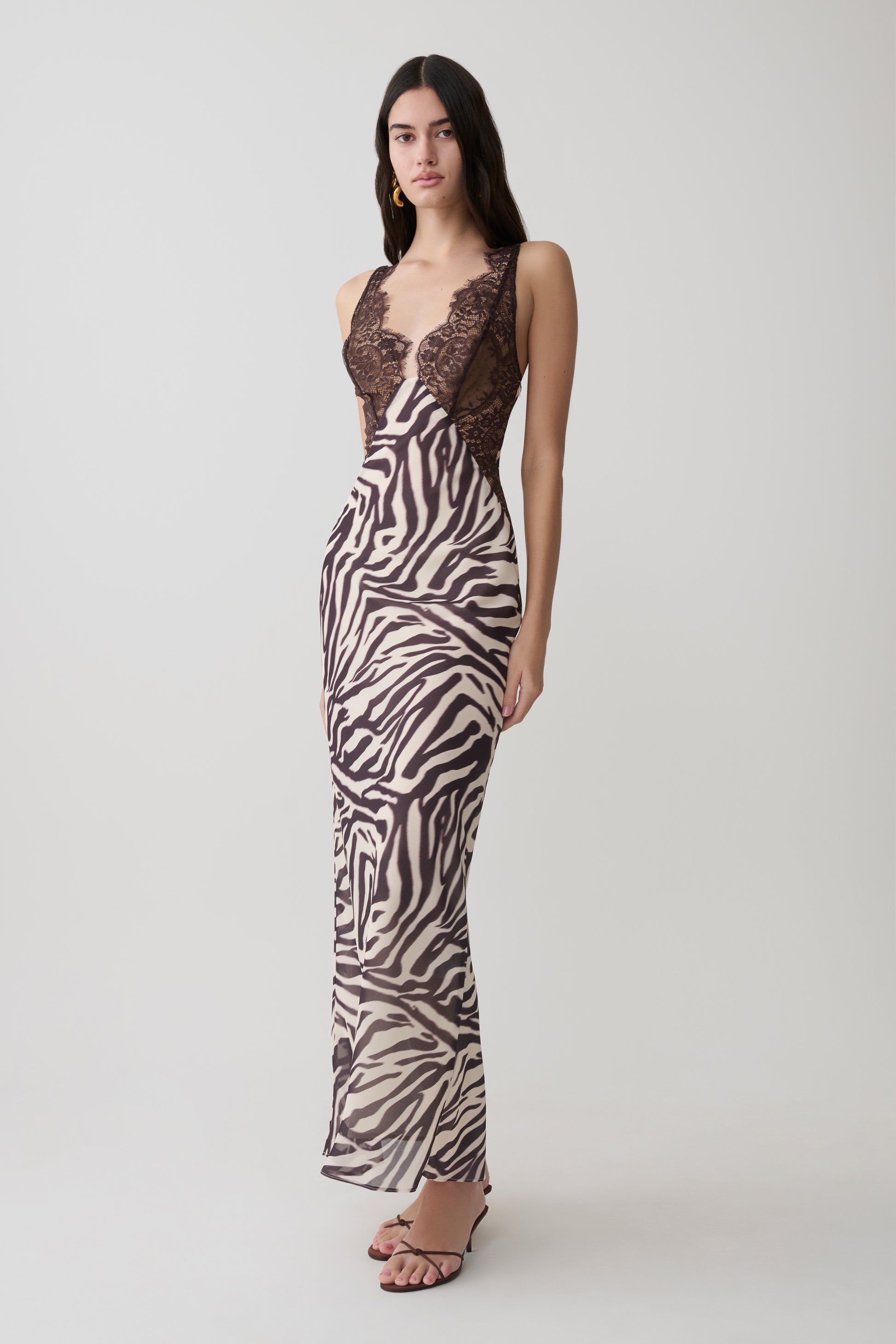 Angeline Lace And Chiffon Maxi Dress - Abstract Zebra Print #5