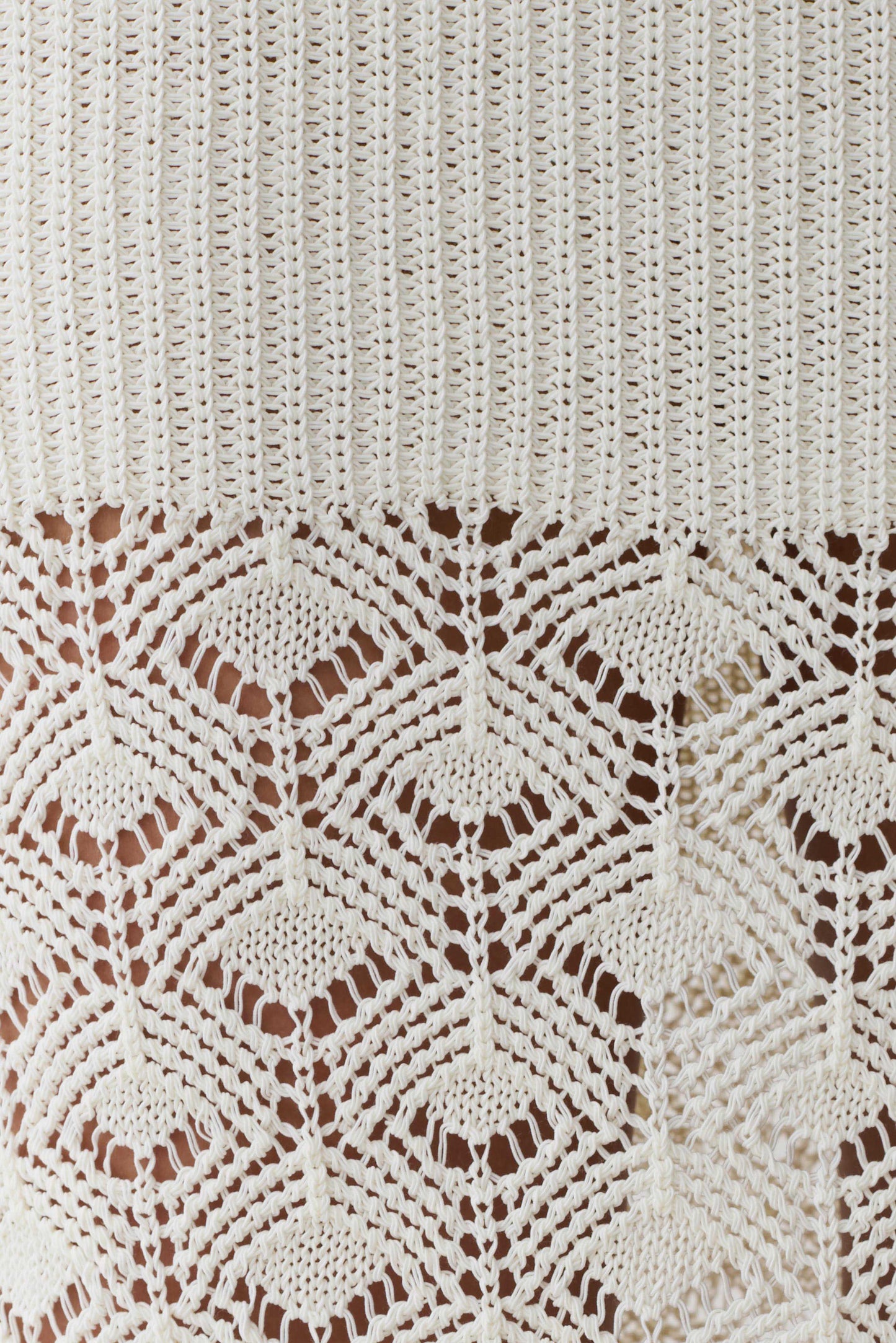 Atlantis Crochet Knit Midi Skirt - White