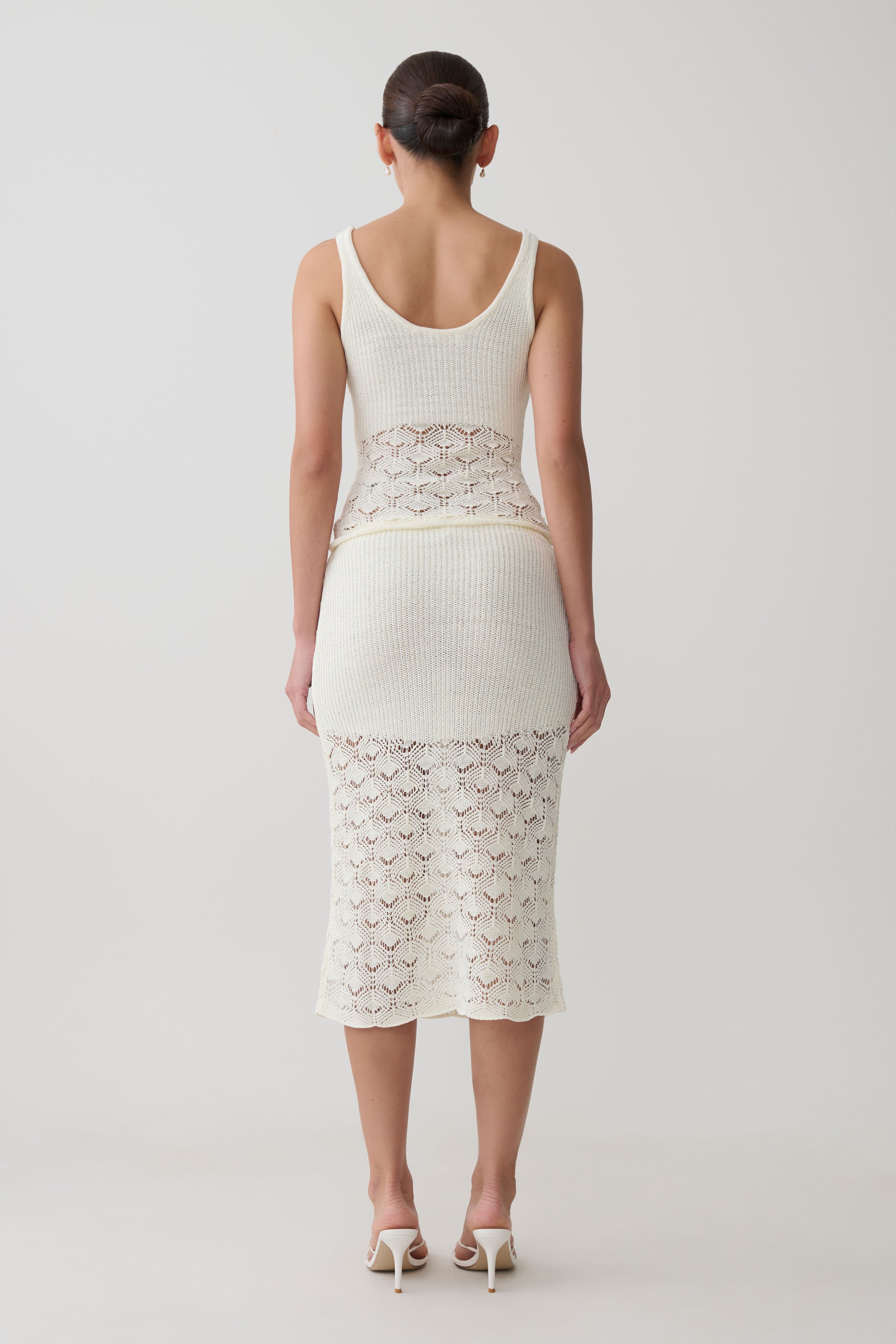 Atlantis Crochet Knit Midi Skirt - White #2