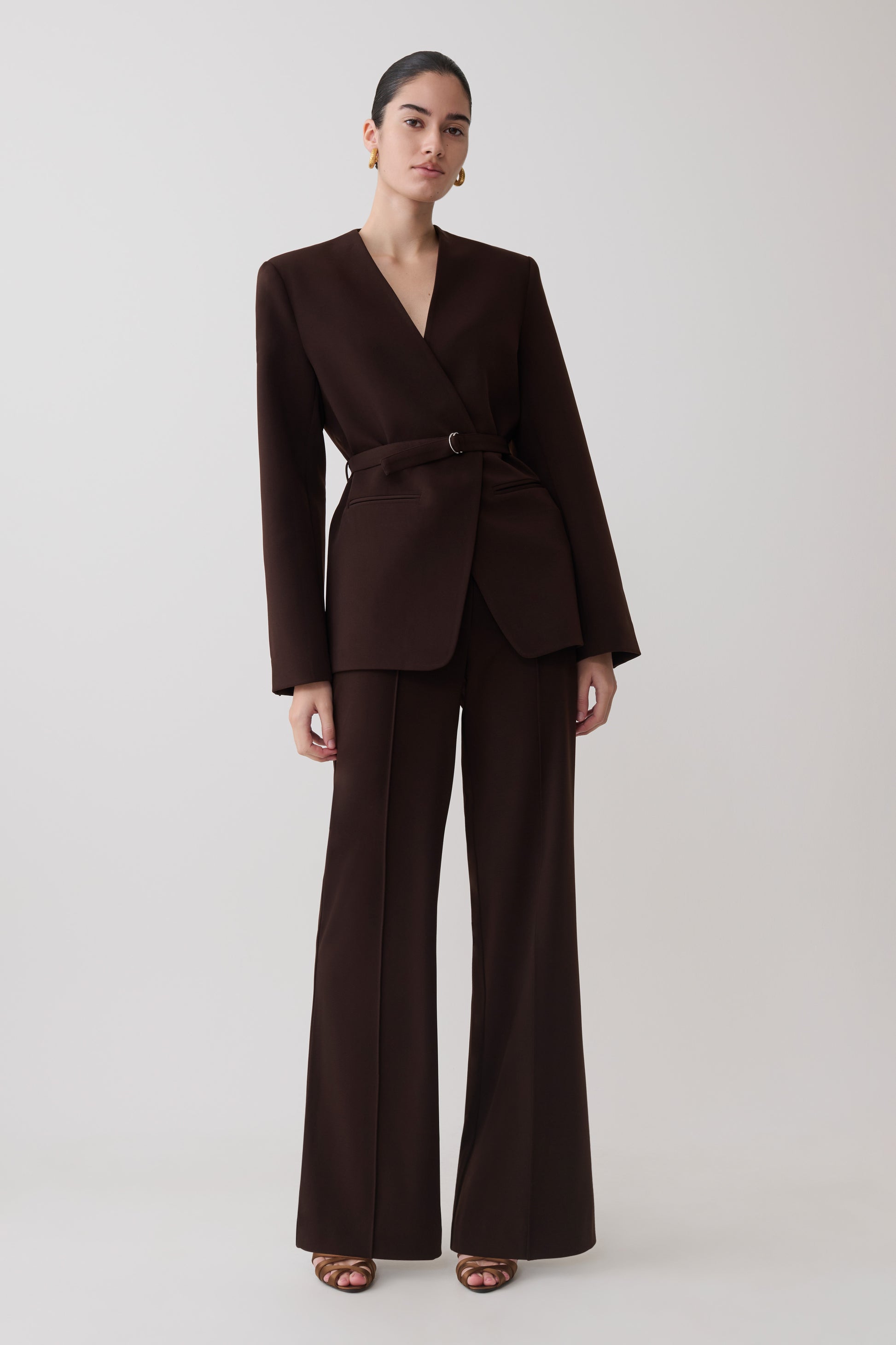 Darcie Fit And Flare Suiting Pants - Dark Chocolate #6