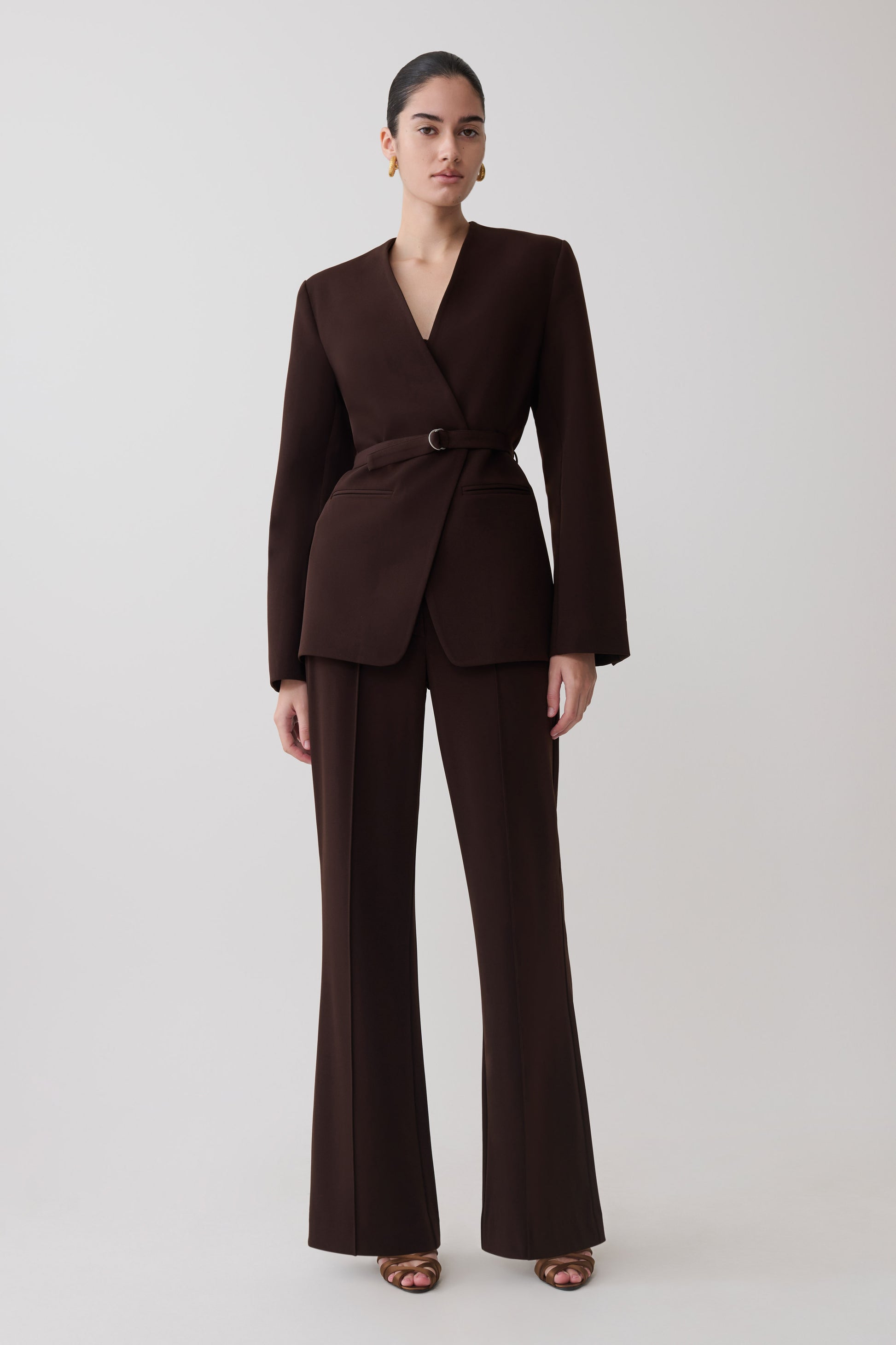 Darcie Drop Shoulder Suiting Blazer - Dark Chocolate #8