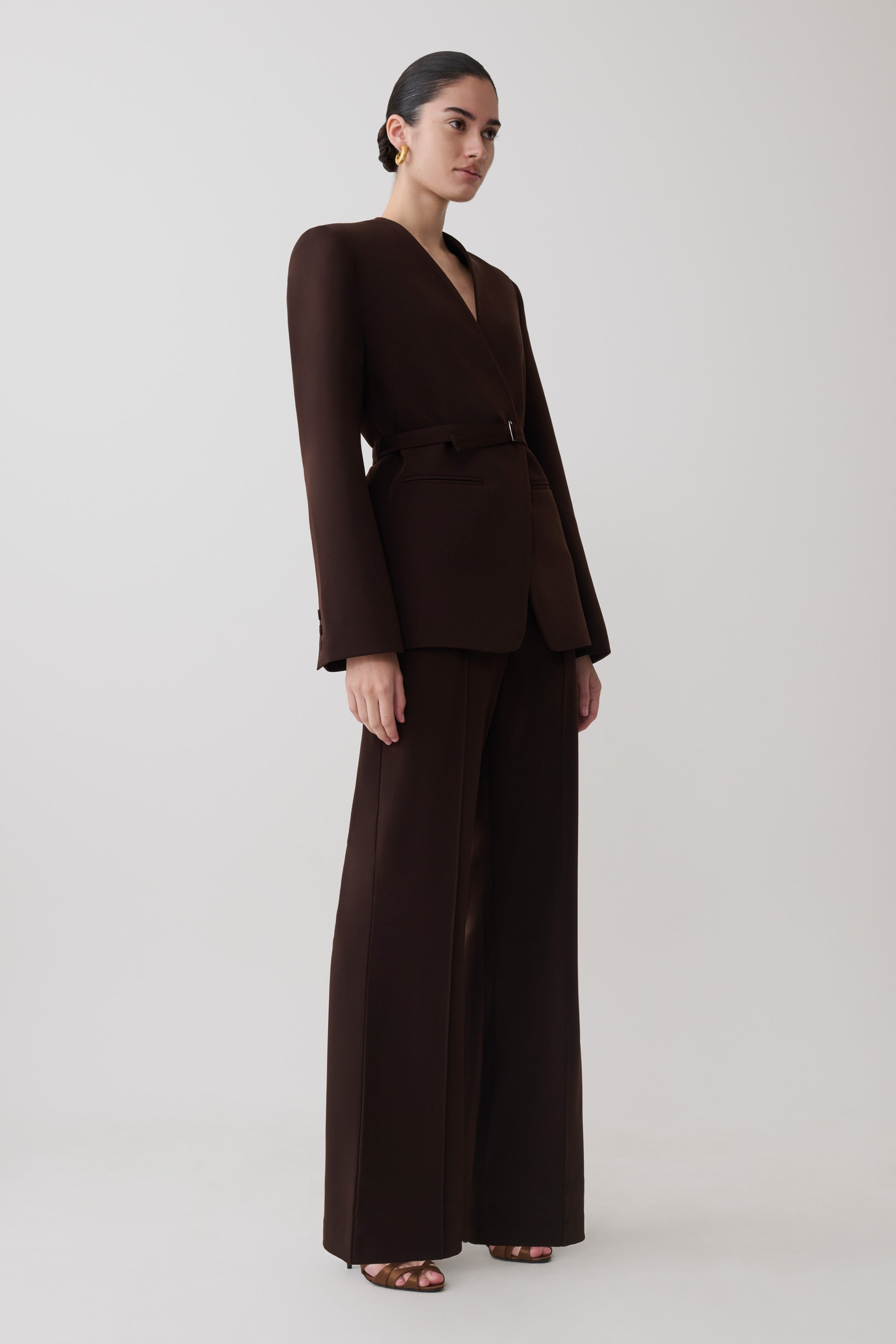 Darcie Fit And Flare Suiting Pants - Dark Chocolate #5