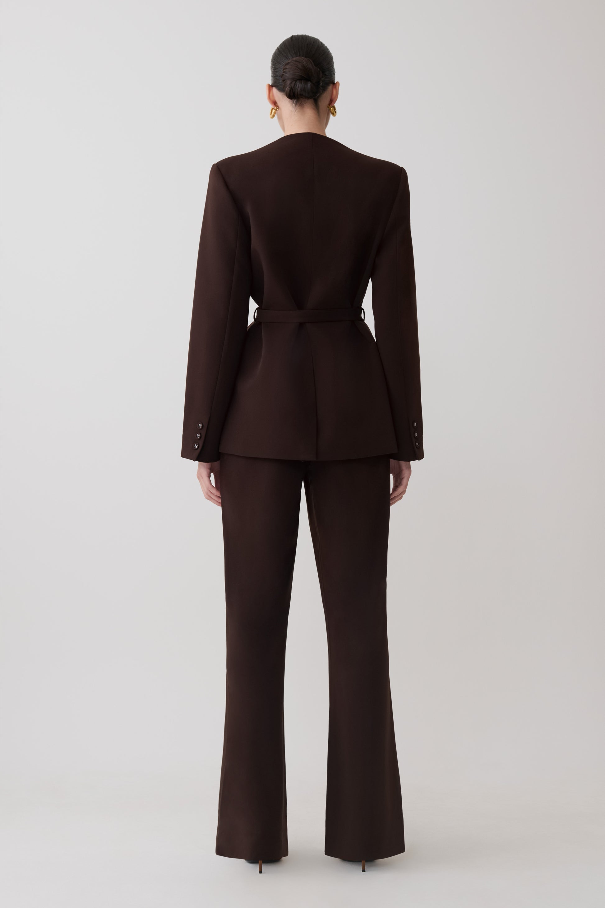 Darcie Fit And Flare Suiting Pants - Dark Chocolate #2