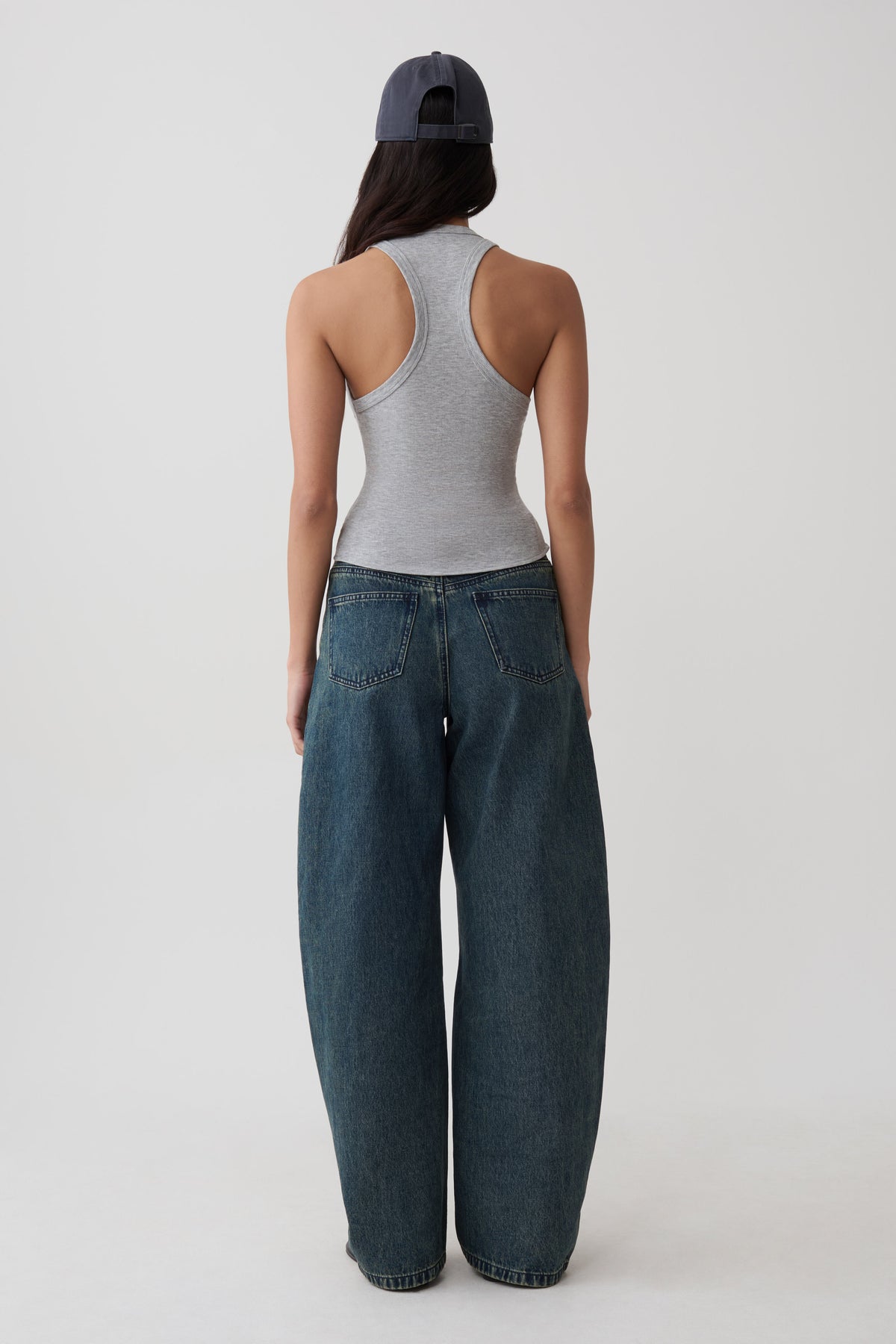 Evadne Ribbed Tank - Grey Marle