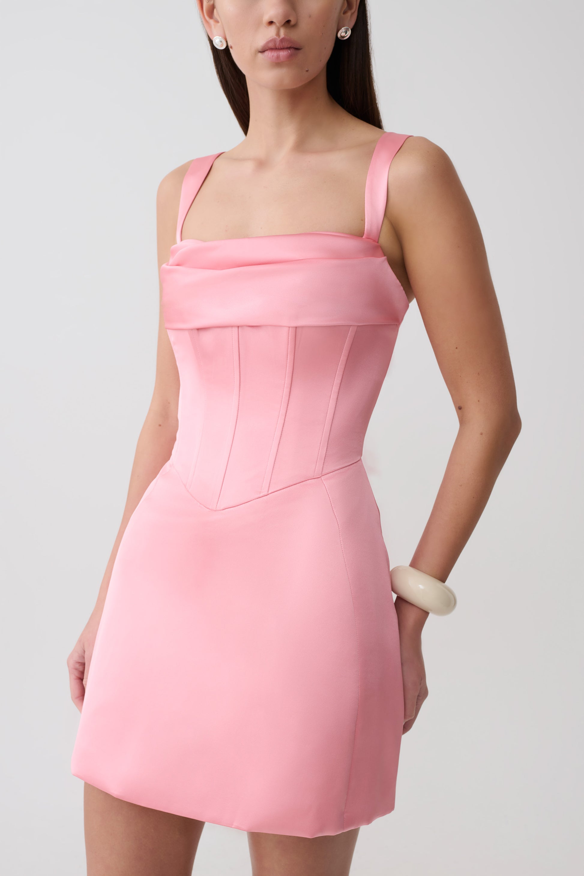 Isabel Satin Corset Mini Dress - Pink #6