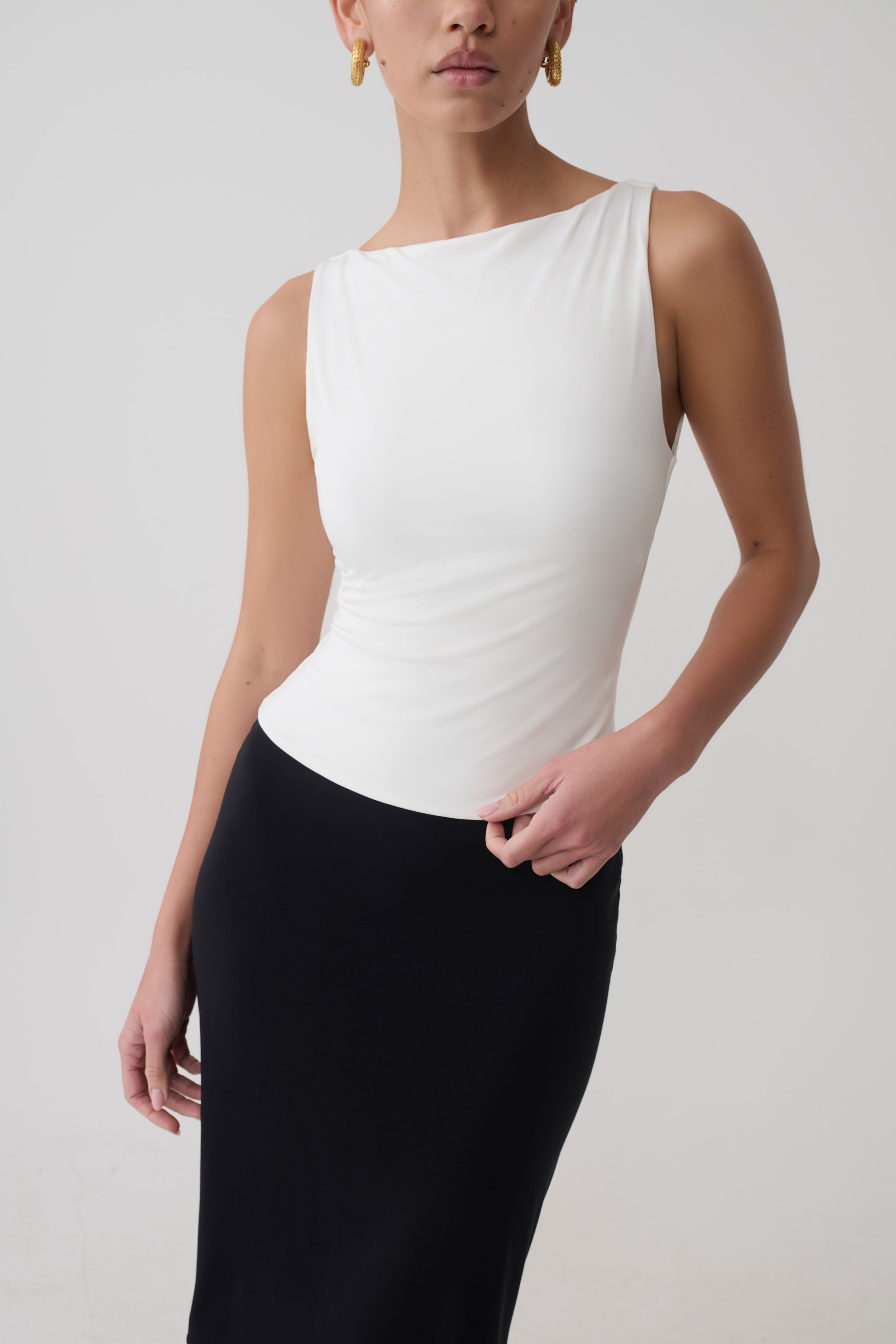 Nicolette Sleeveless Tank Top - White #3