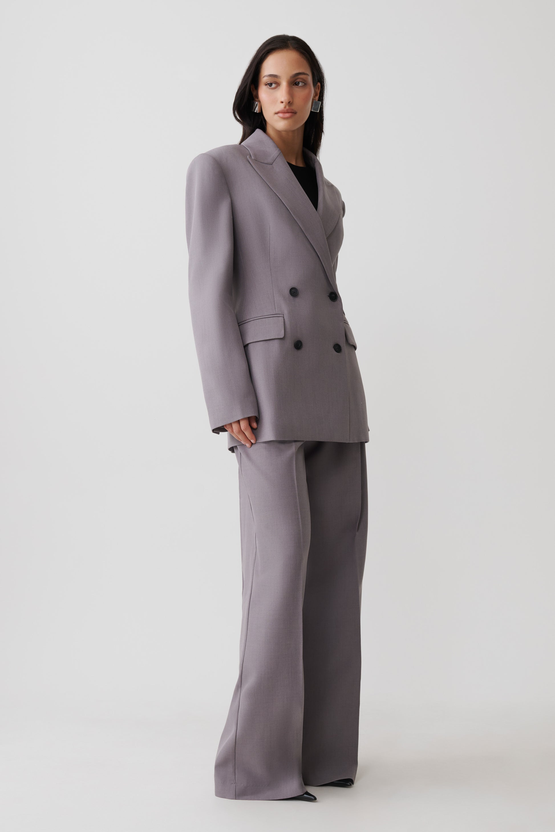 Phoebe Double Breasted Blazer - Light Grey Marle #5