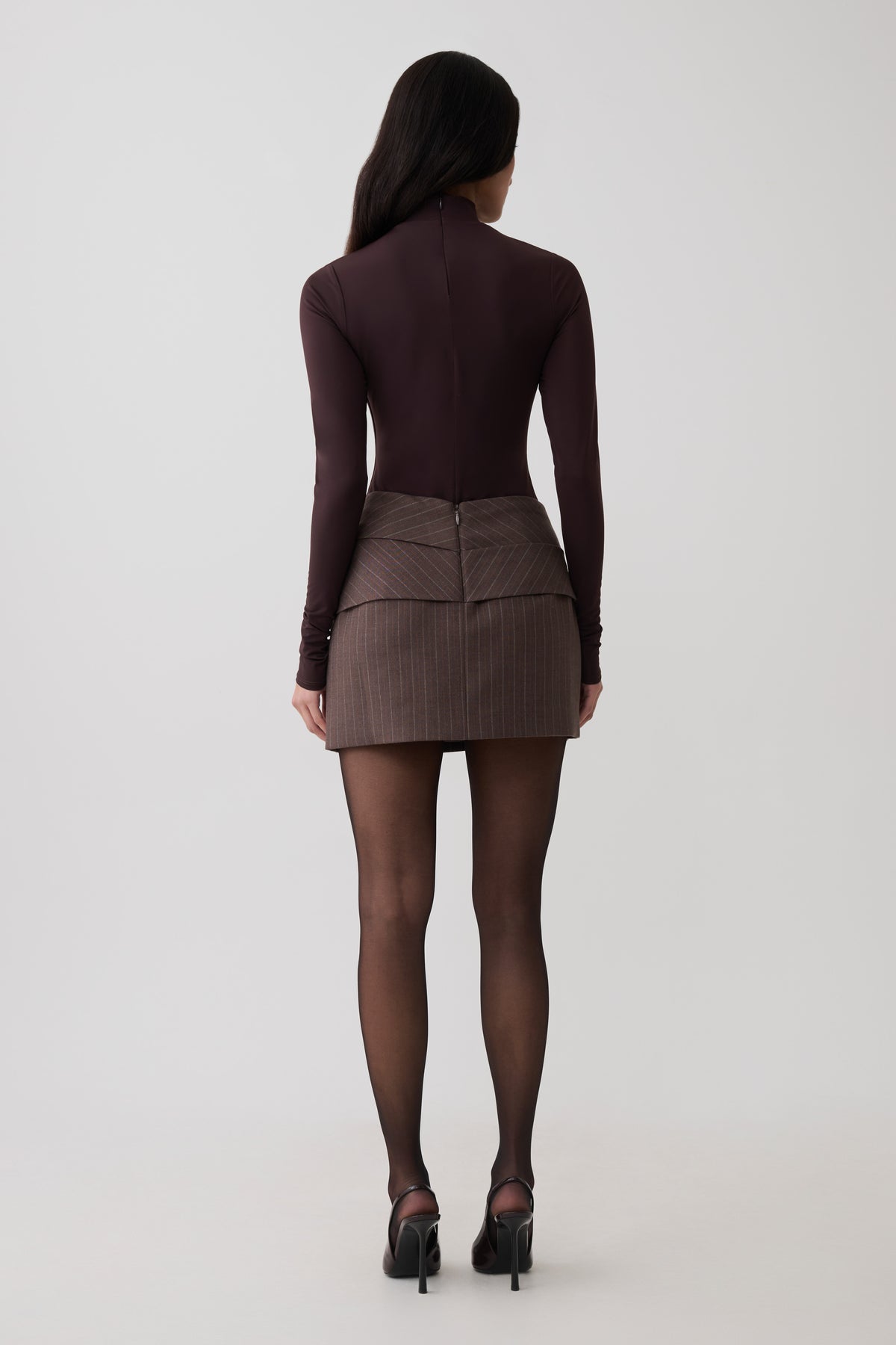 Phoebe Draped Mini Skirt - Brown Stripe #5