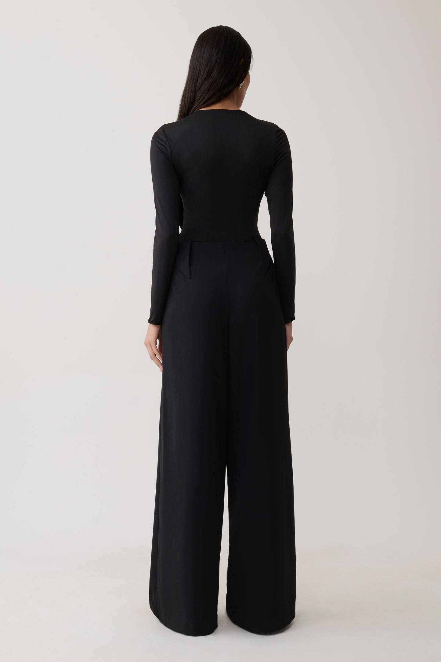 Ren Cowl Long Sleeve Slinky Bodysuit - Black