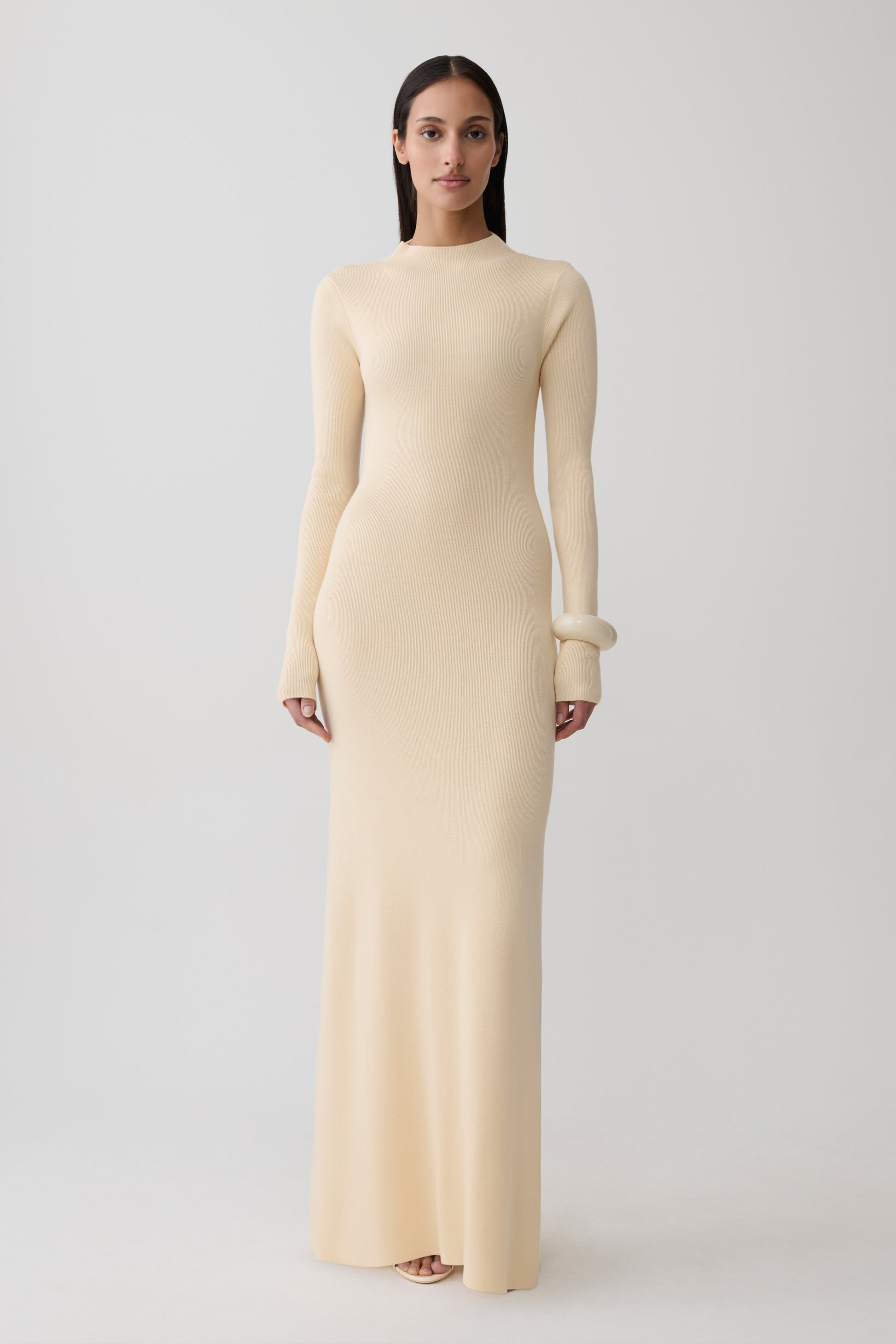 Rowan Long Sleeve Knit Maxi Dress - Cream #5