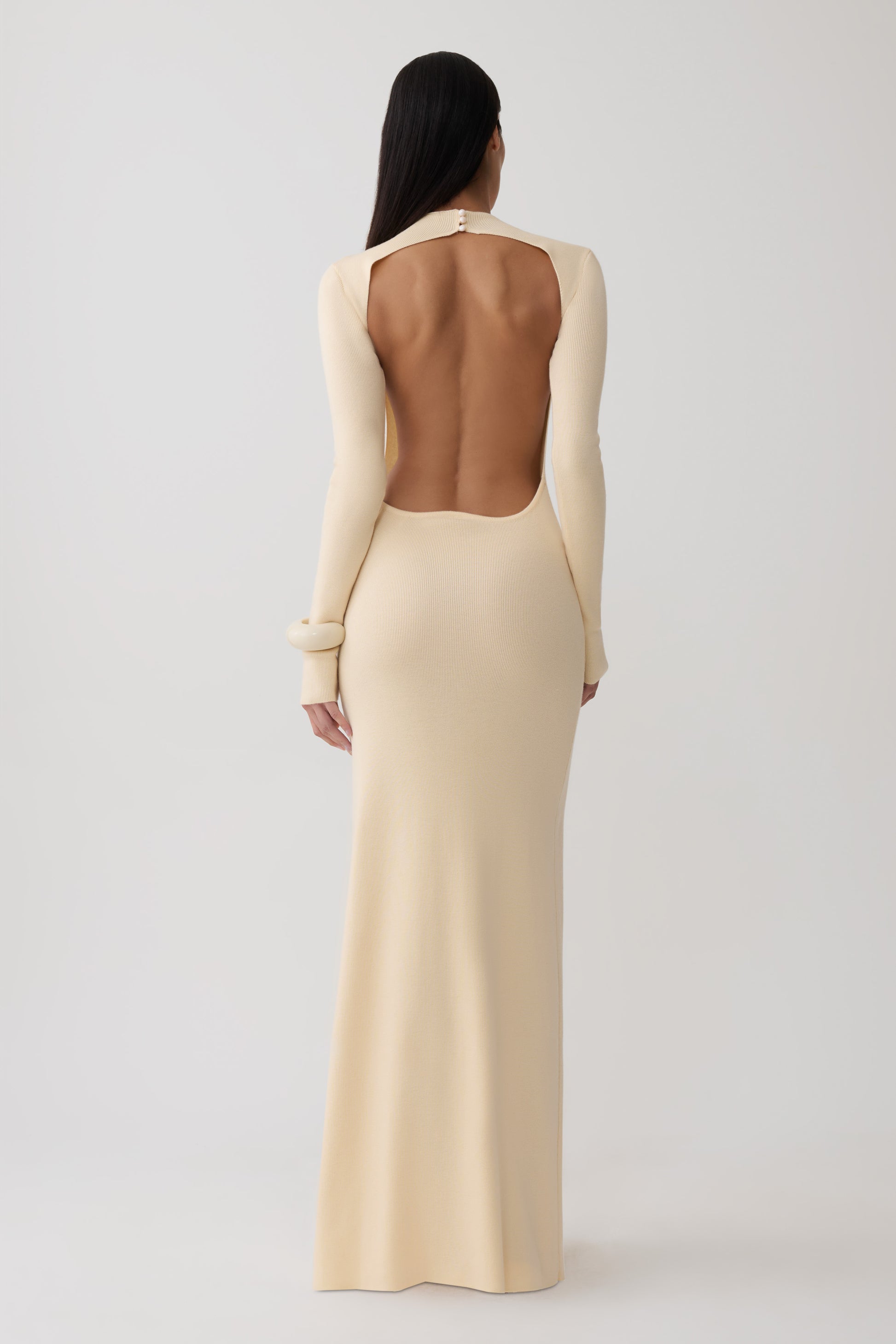 Rowan Long Sleeve Knit Maxi Dress - Cream #2