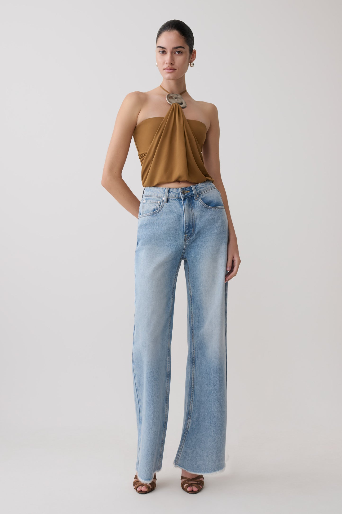 Sade Halter Top With Hardware - Caramel
