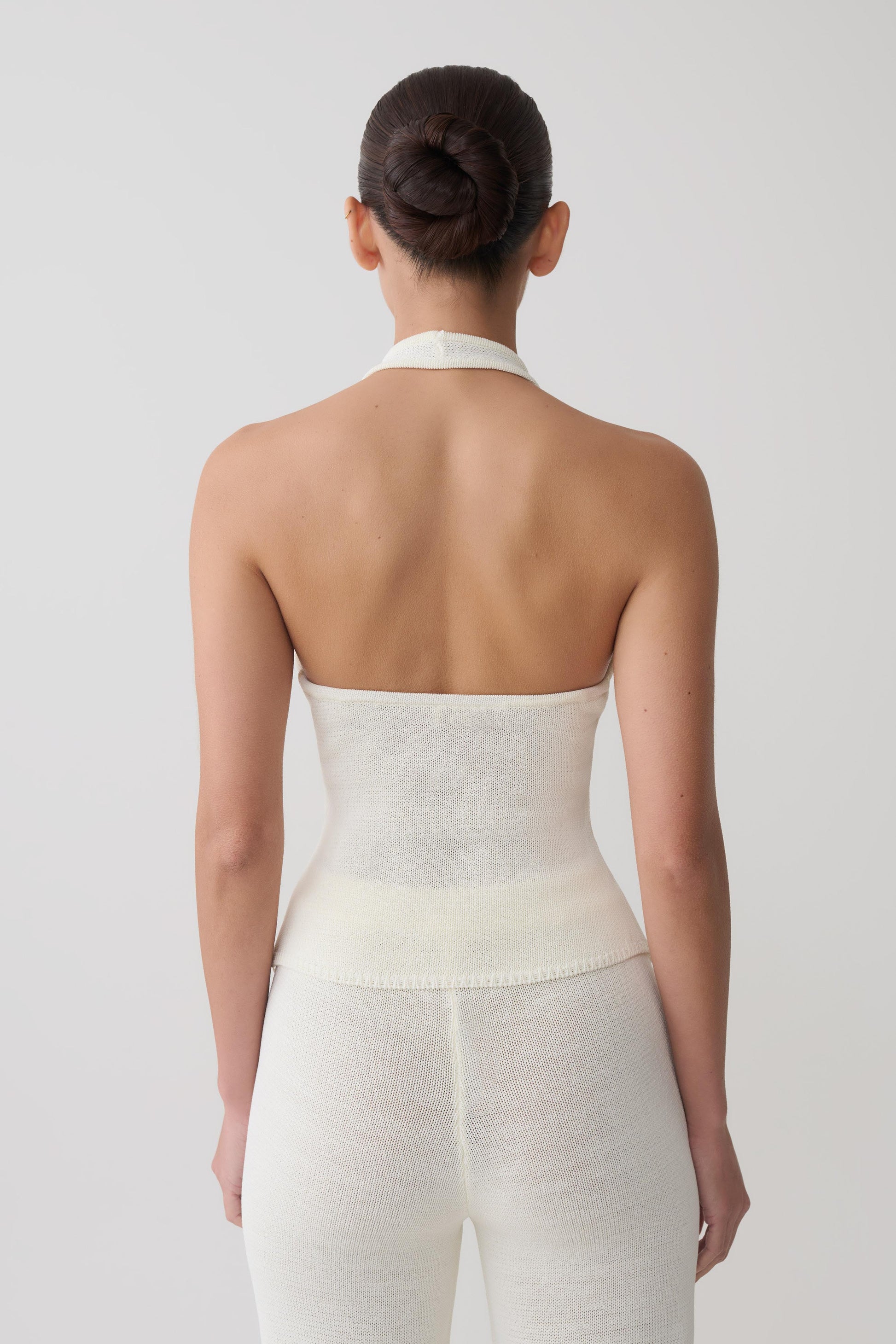 Salley Crochet Halter Longline Top - Ivory #2