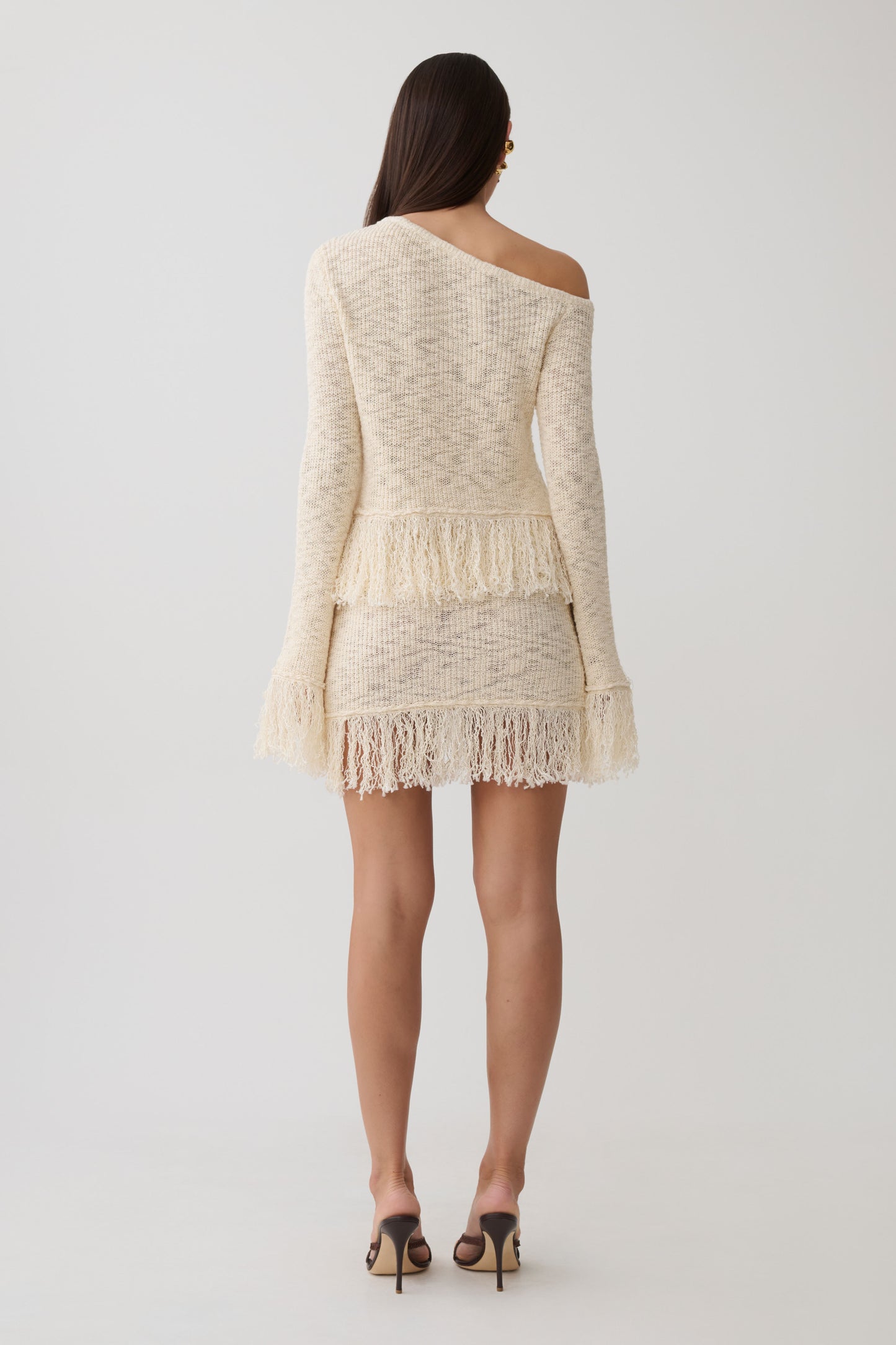 Tabitha Fringe Knit Mini Skirt - Cream