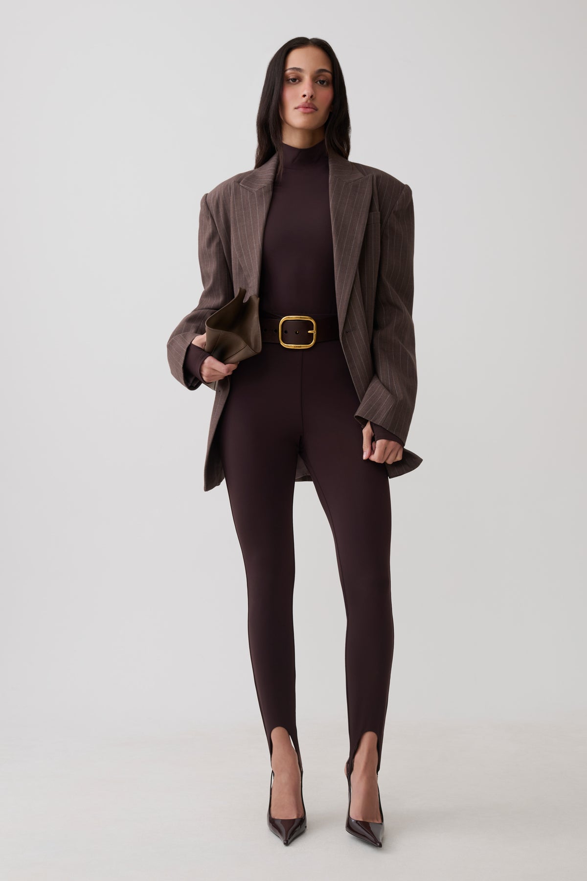 Almira Jersey Stirrup Leggings - Chocolate #2