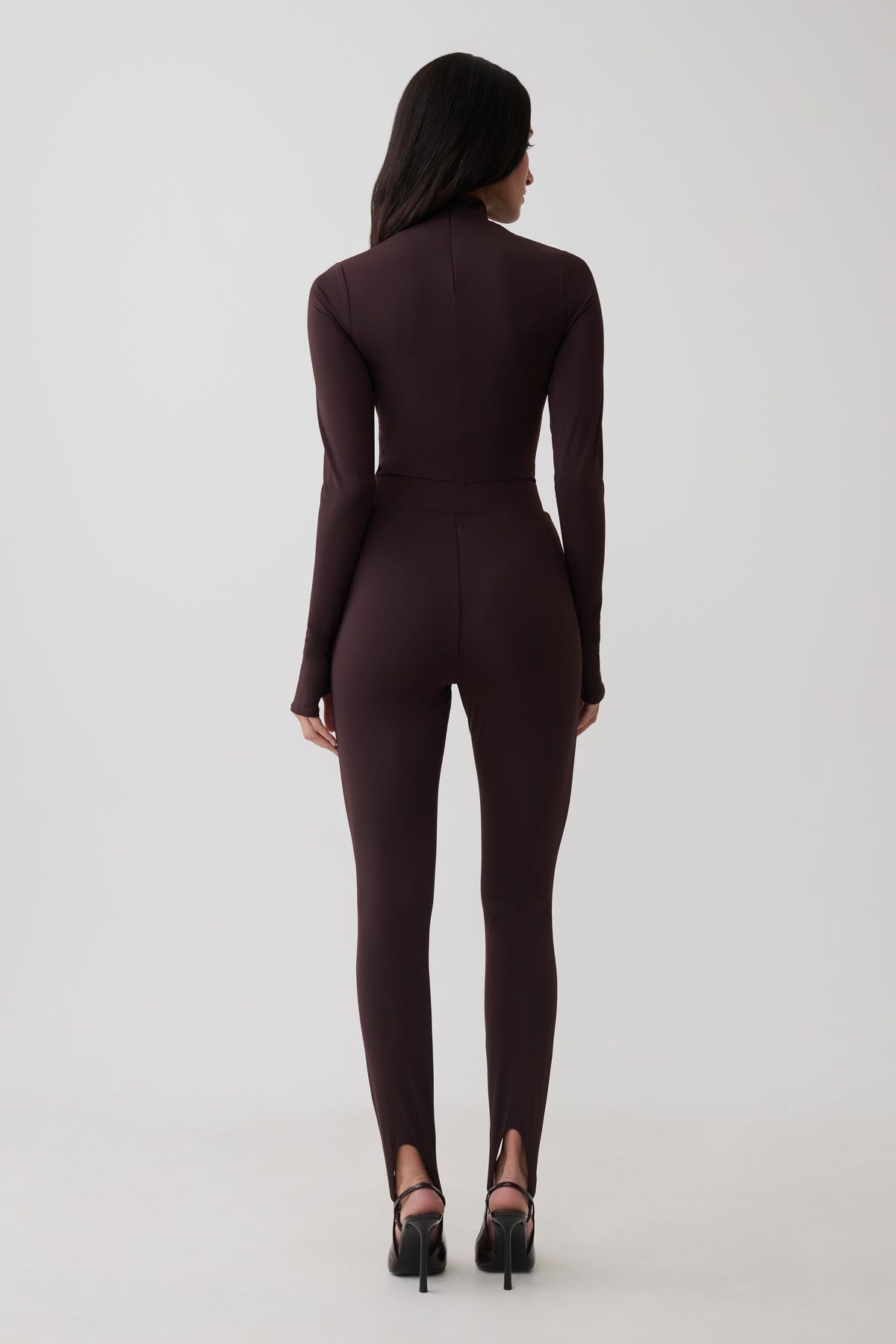 Almira Jersey Stirrup Leggings - Chocolate #4