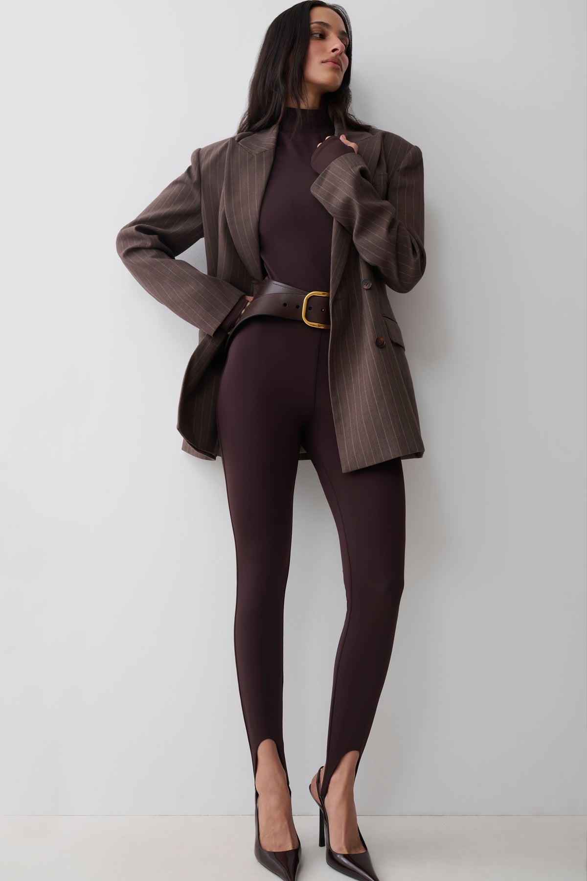 Almira Jersey Stirrup Leggings - Chocolate