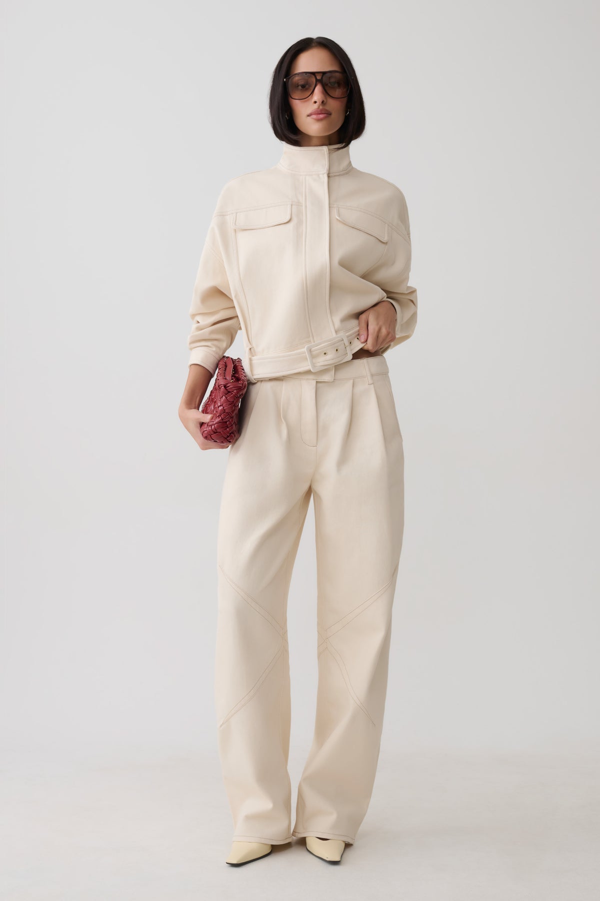 Dane Barrel Leg Denim Pants - Cream #7
