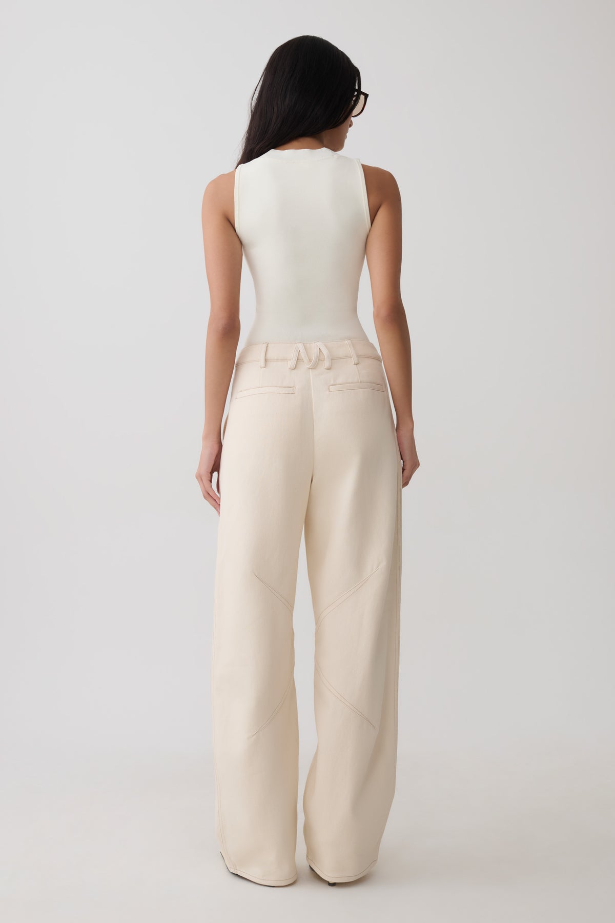 Dane Barrel Leg Denim Pants - Cream