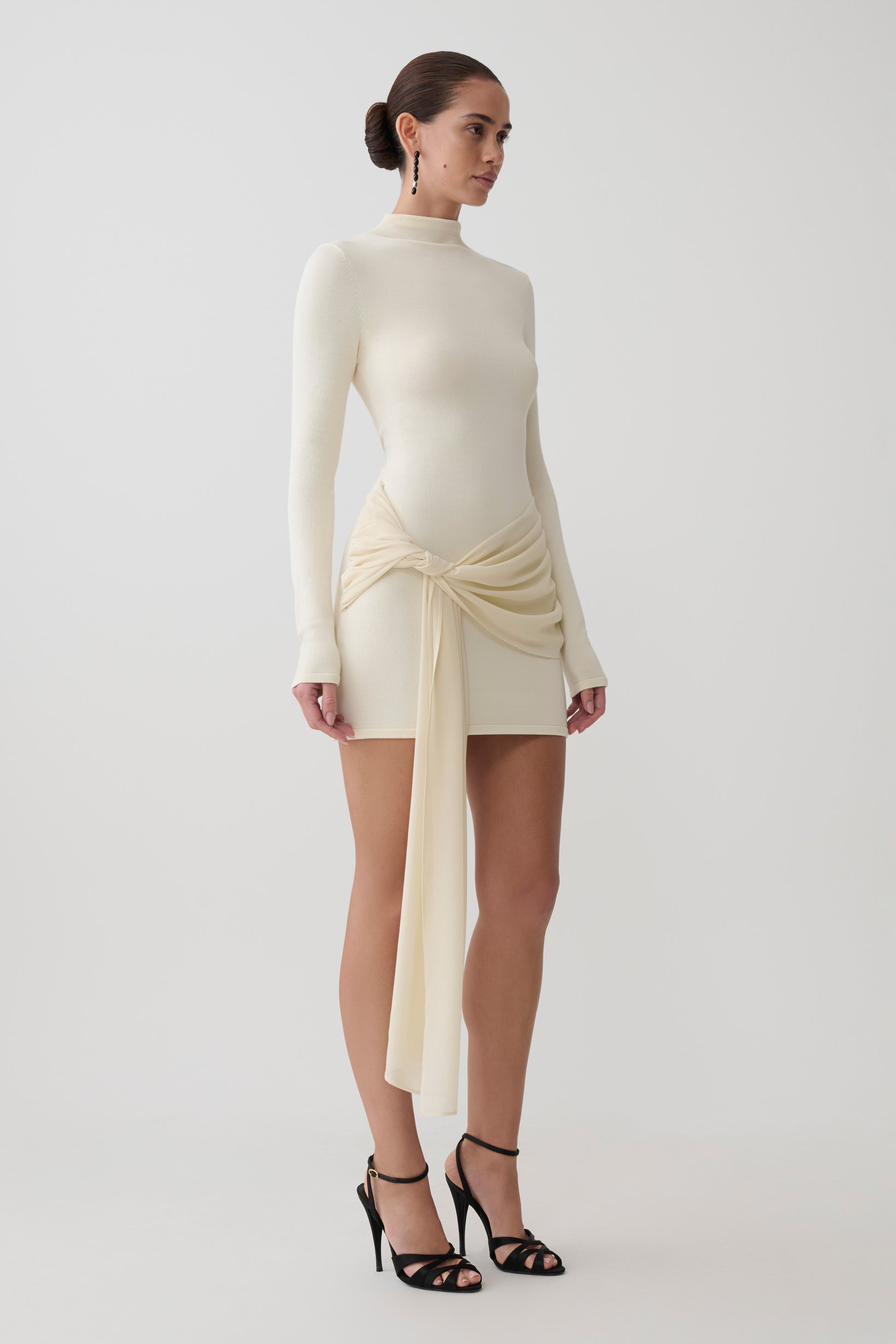 Grayson Knit Chiffon Mini Dress - Buttercream #4