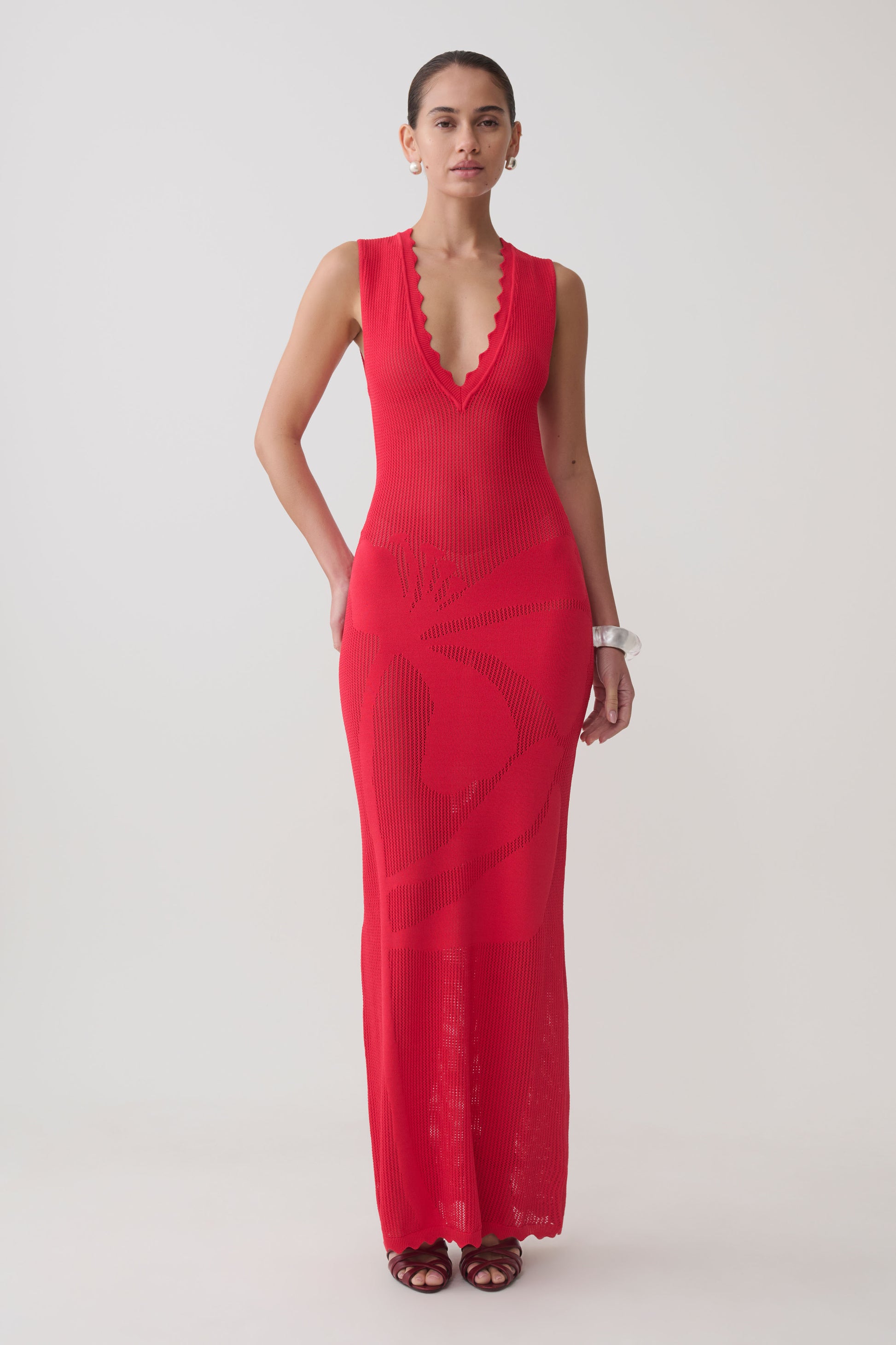 Pippa Floral Knit Maxi Dress - Pomegranate #5