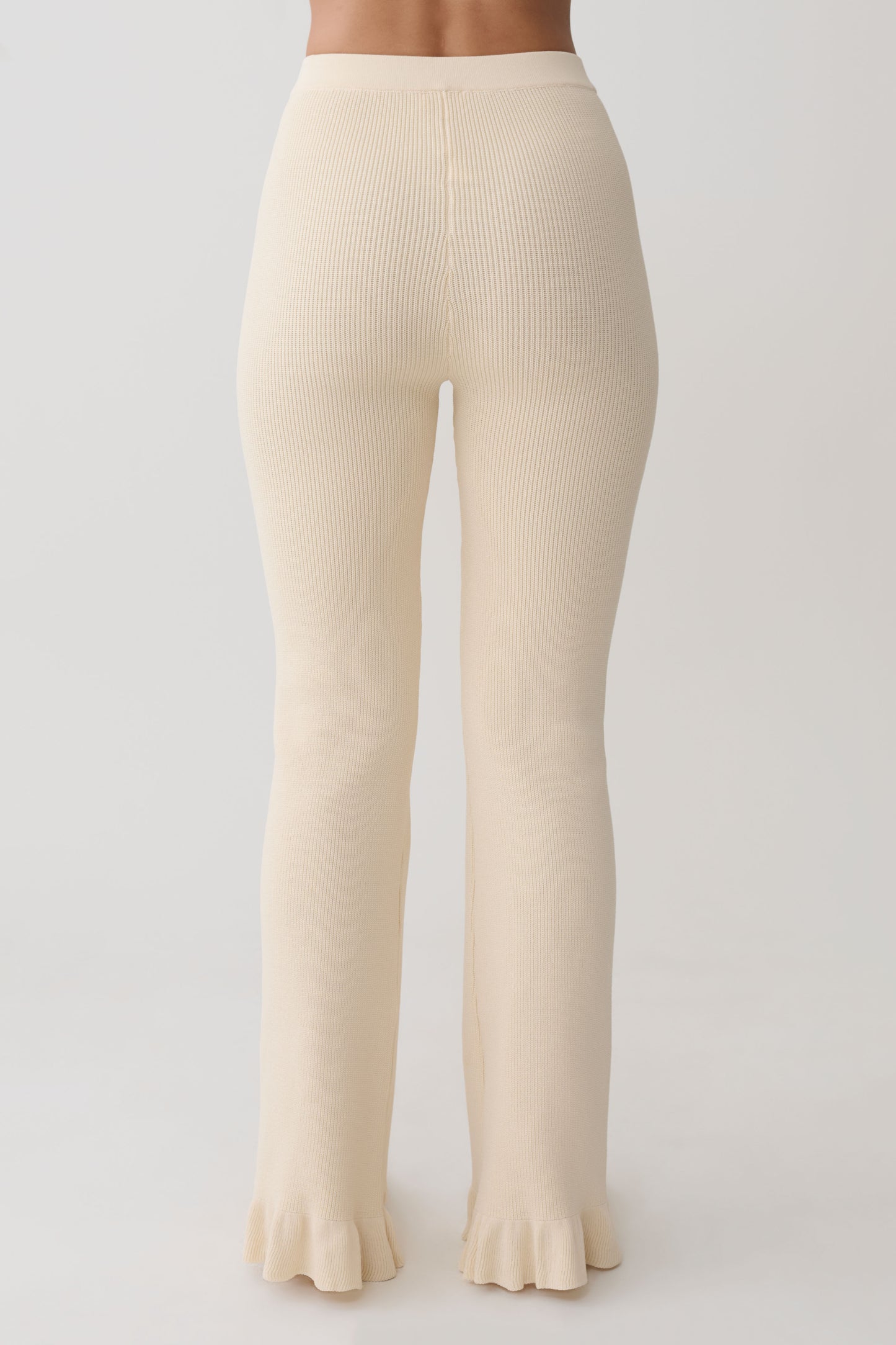 Suzie Ribbed Flared Pants - Ivory