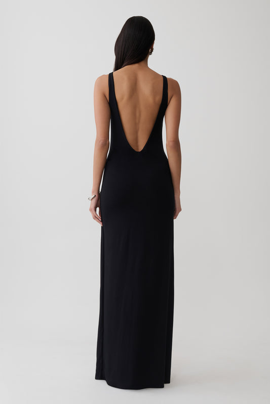 Yura Backless Twist Maxi Dress - Black