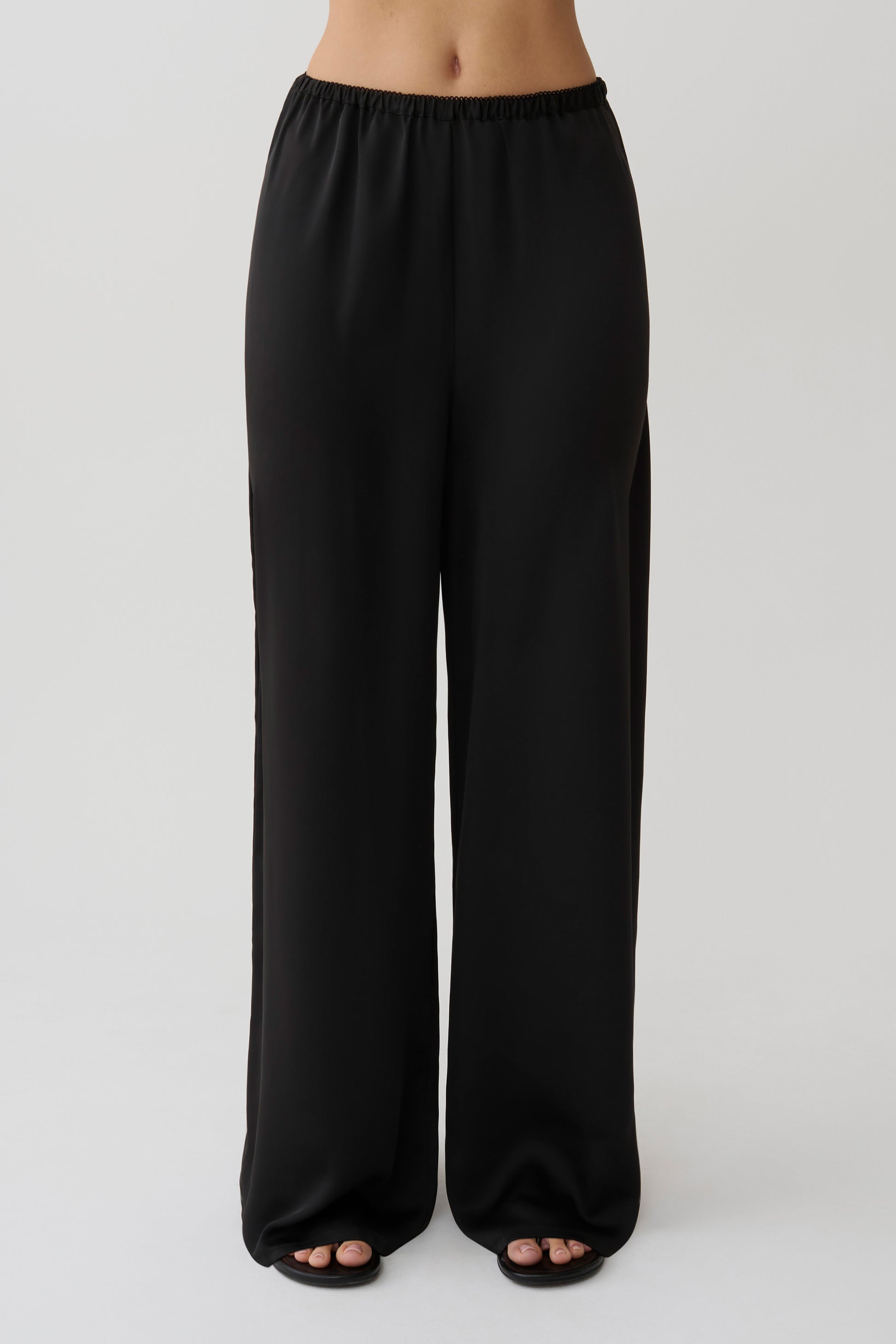 Alysa Satin And Lace Straight Pants - Black #6