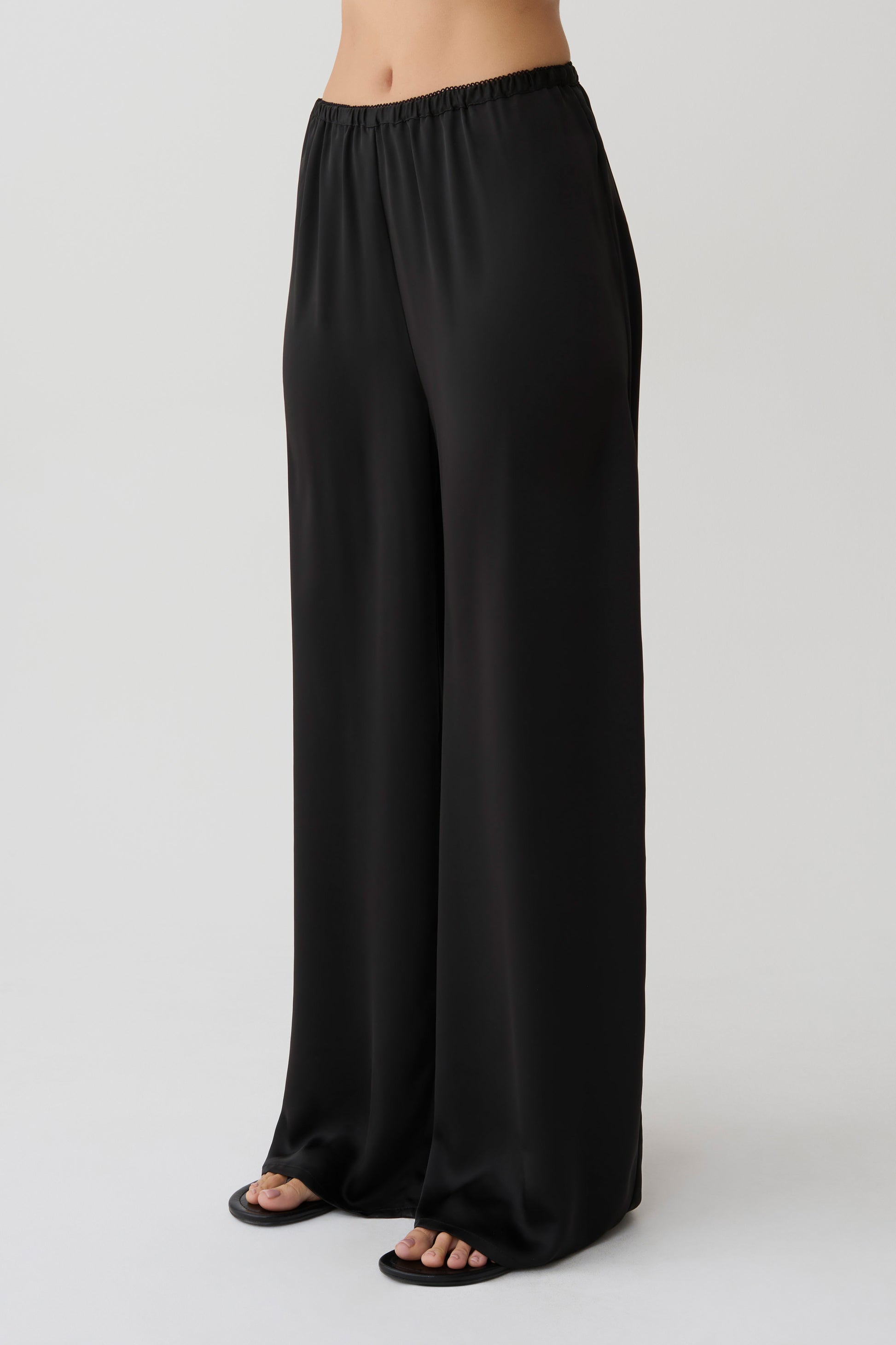 Alysa Satin And Lace Straight Pants - Black #5