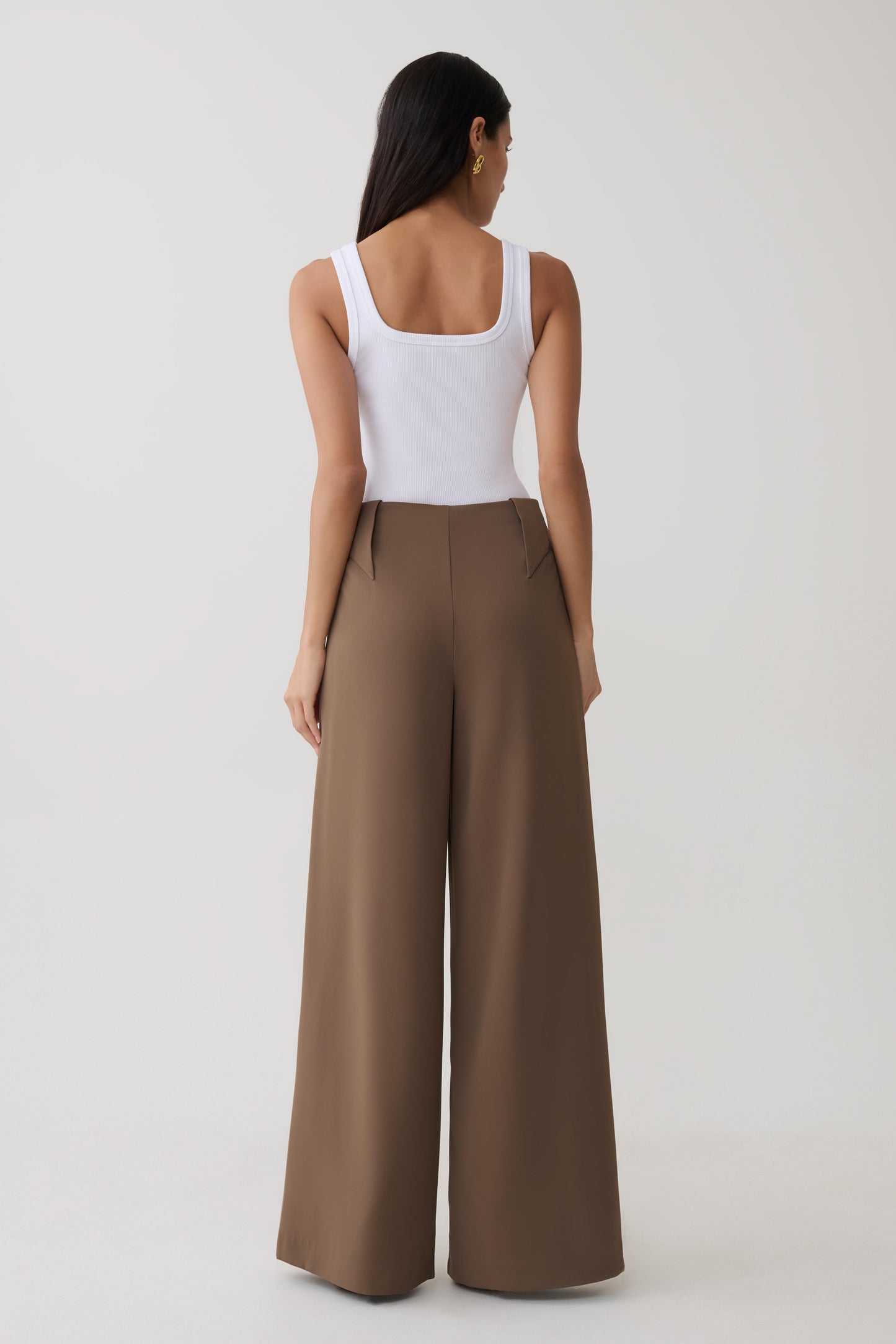 Arlo Wide Leg Suiting Trouser - Cacao Brown