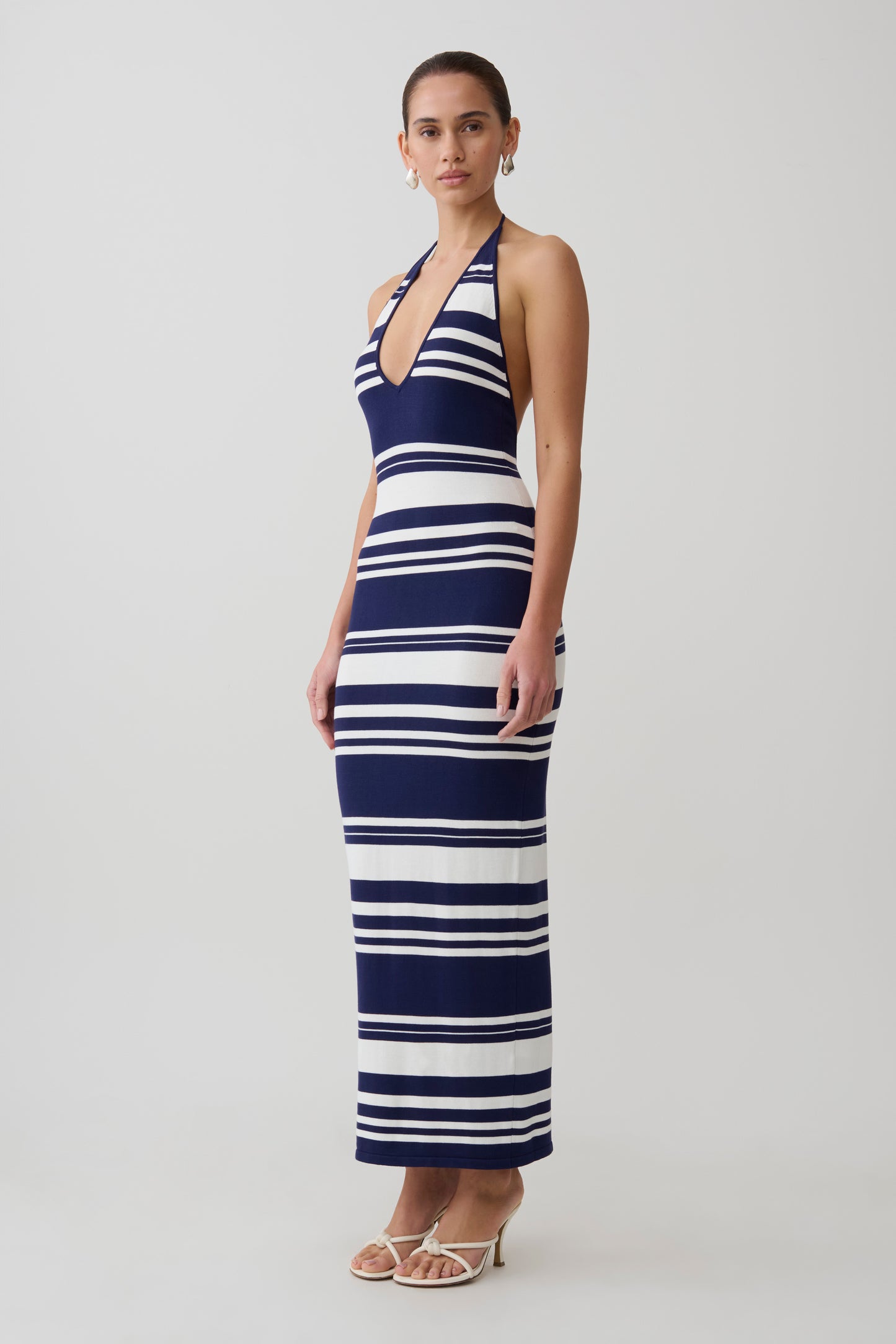 Brienne Stripe Midi Dress - Navy/Ivory
