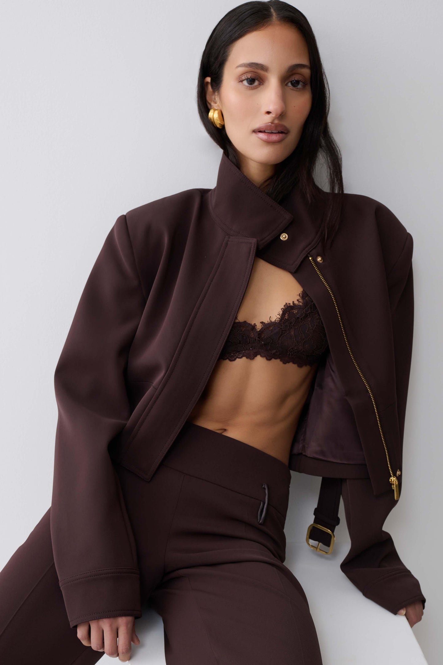 Brooke Structured Suiting Jacket - Burgundy